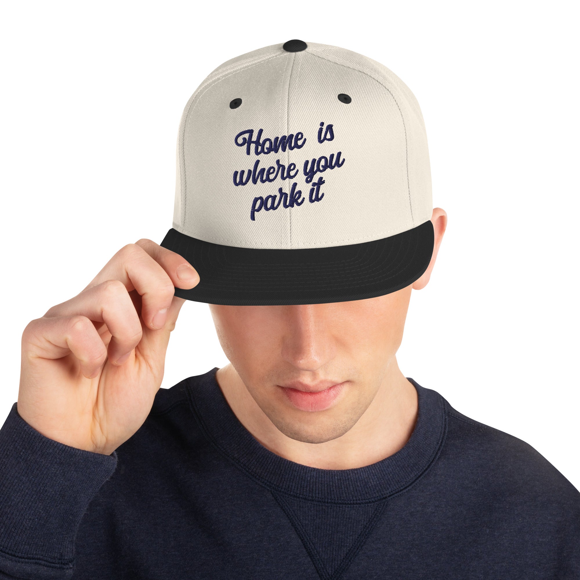 Casquette Snapback Wool Blend bicolore Home is where you park it Navy