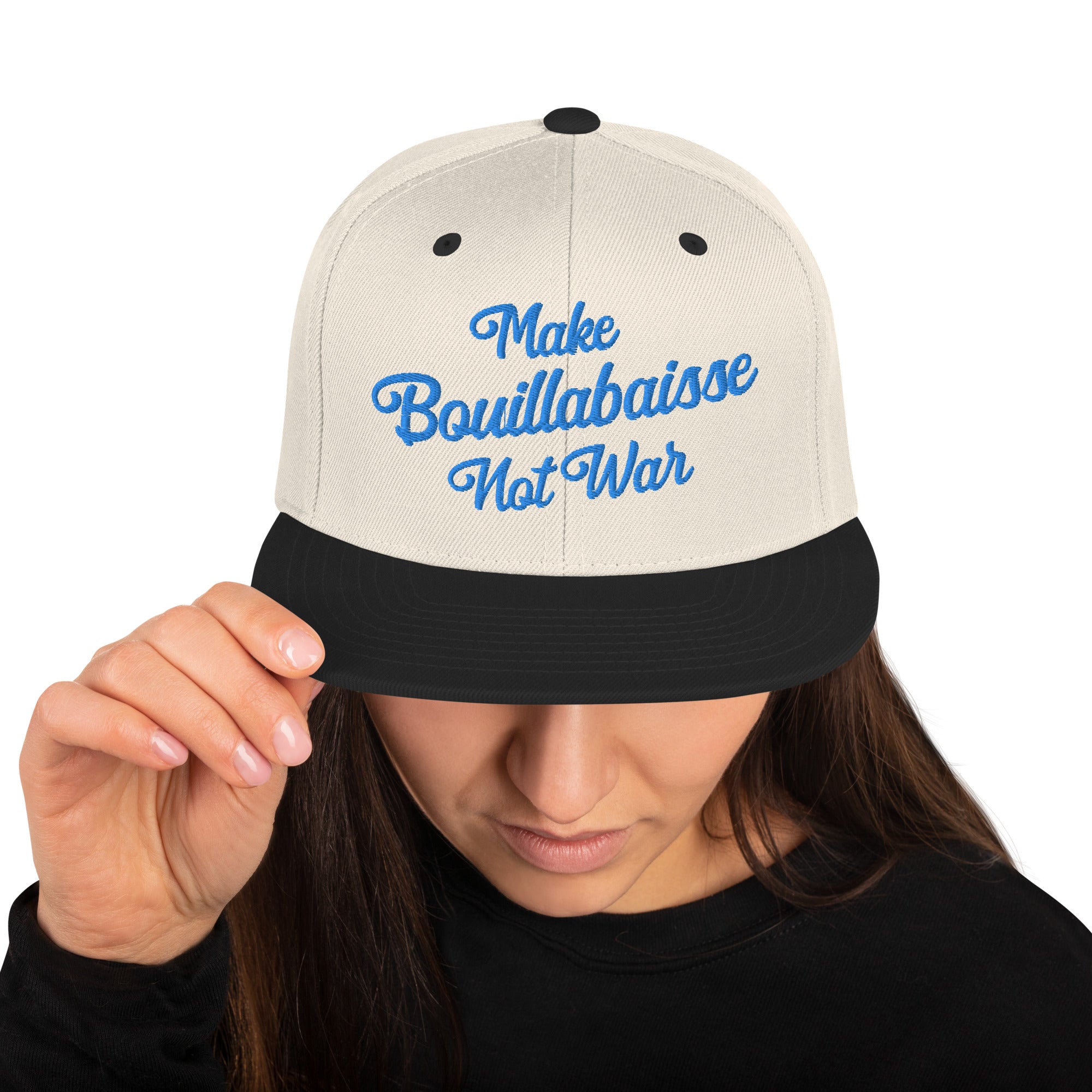 Casquette Snapback Wool Blend bicolore Make Bouillabaisse Not War Aqua