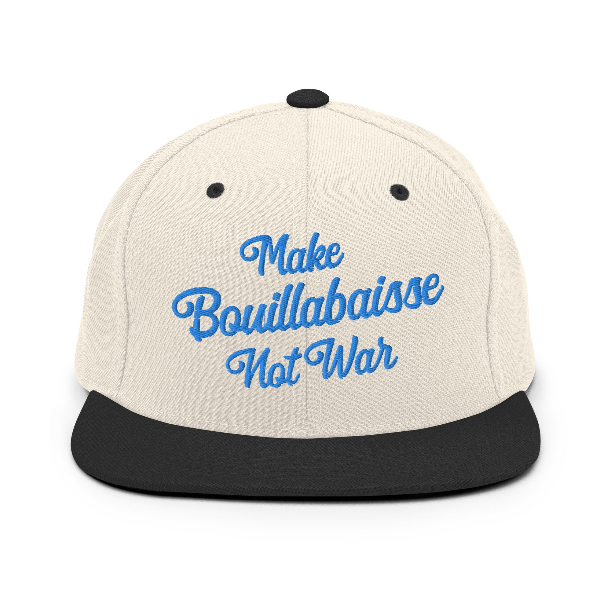 Casquette Snapback Wool Blend bicolore Make Bouillabaisse Not War Aqua