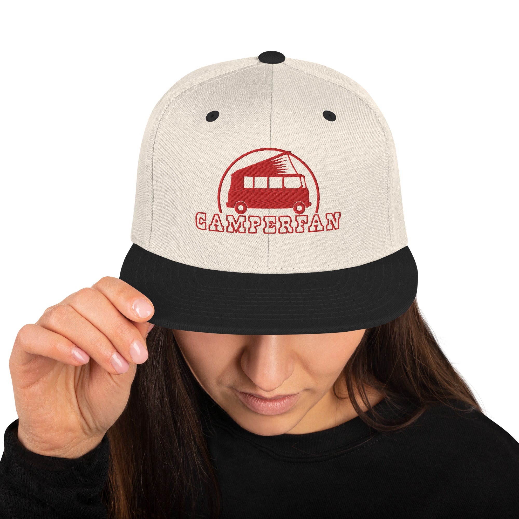 Two-Tone Snapback Wool Blend Cap Camperfan red