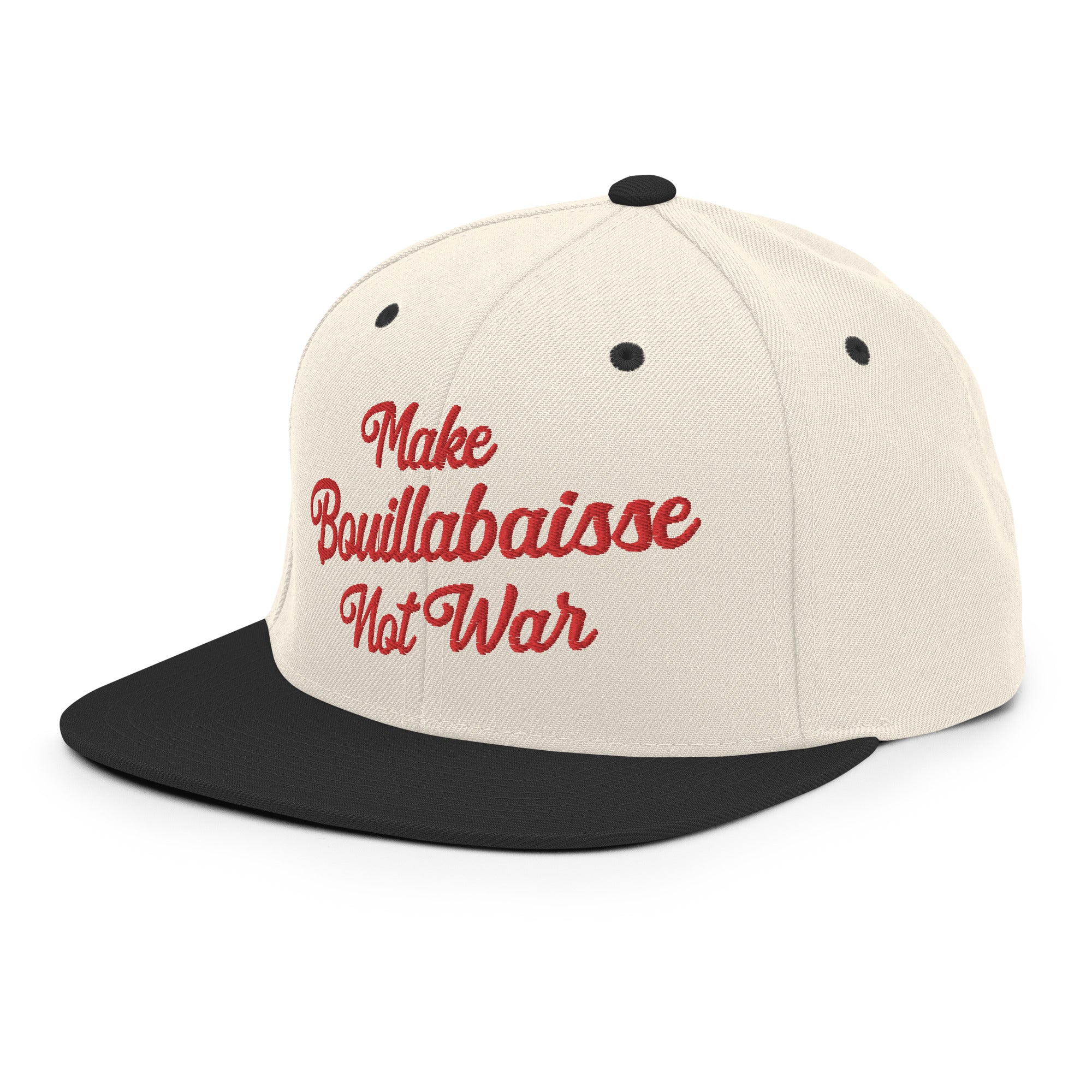 Casquette Snapback Wool Blend bicolore Make Bouillabaisse Not War Red