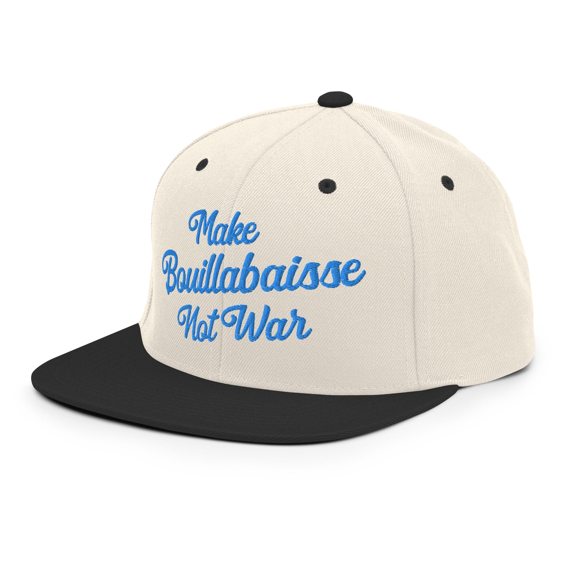 Casquette Snapback Wool Blend bicolore Make Bouillabaisse Not War Aqua