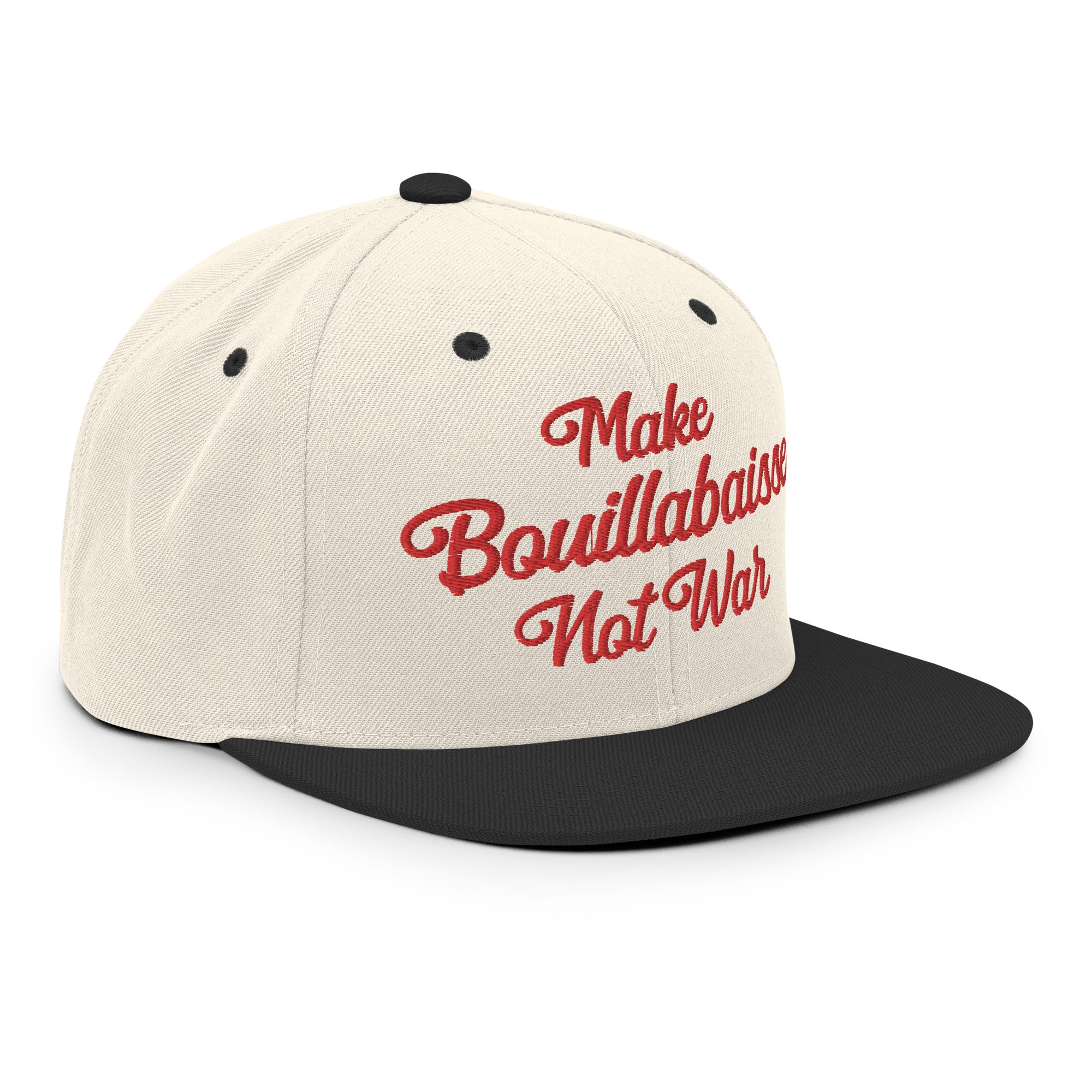 Casquette Snapback Wool Blend bicolore Make Bouillabaisse Not War Red