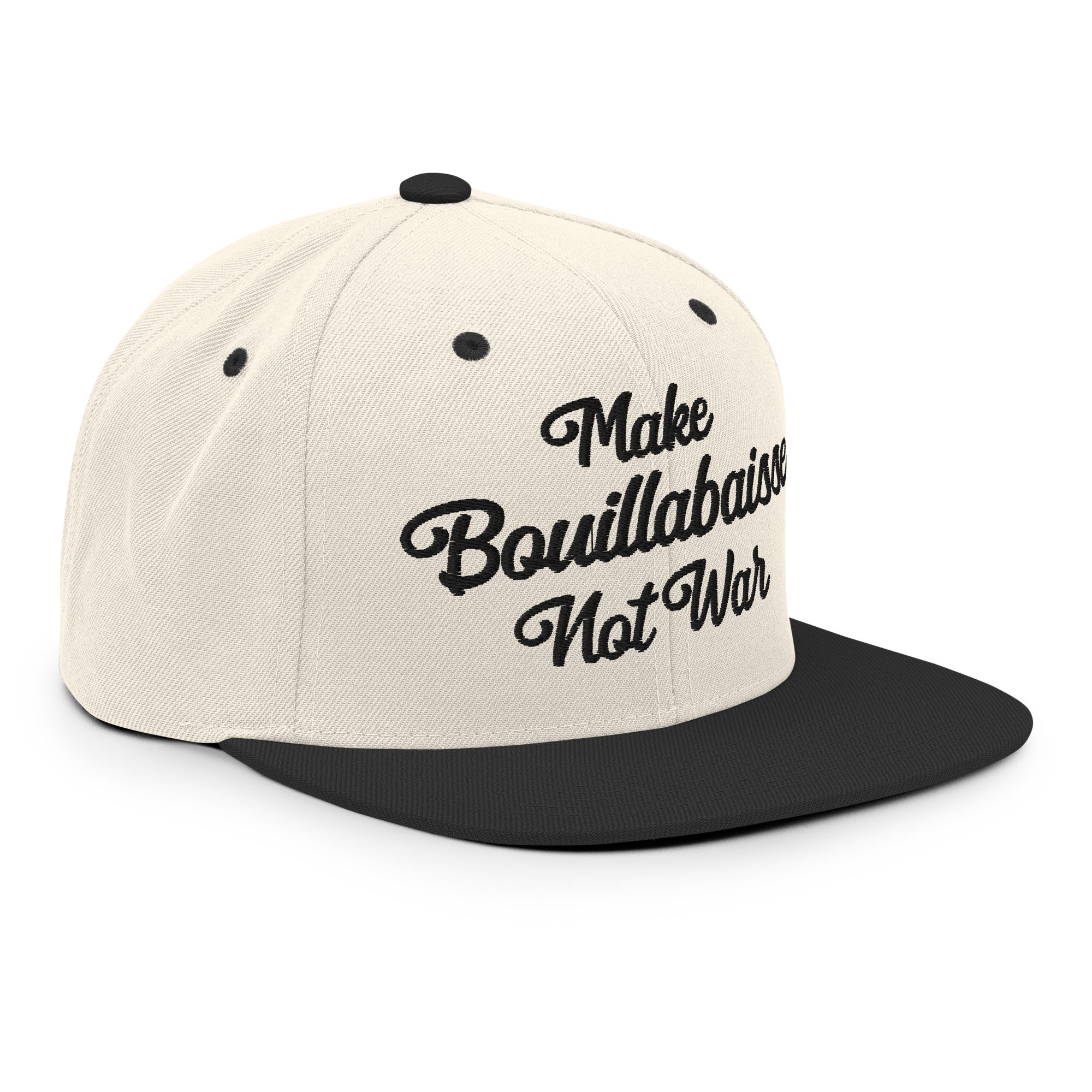 Casquette Snapback Wool Blend bicolore Make Bouillabaisse Not War Black
