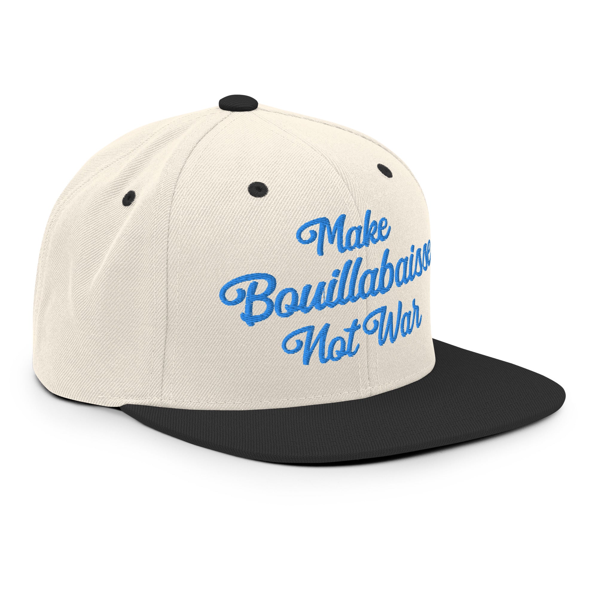 Casquette Snapback Wool Blend bicolore Make Bouillabaisse Not War Aqua