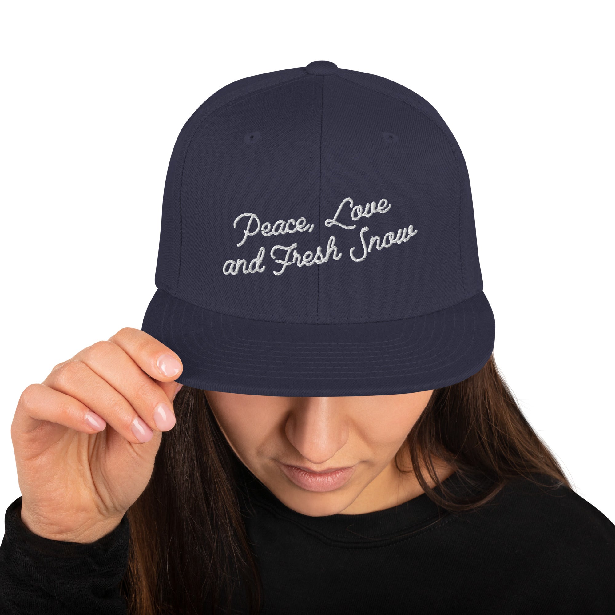 Casquette Snapback Wool Blend Peace, Love and Fresh Snow White letters