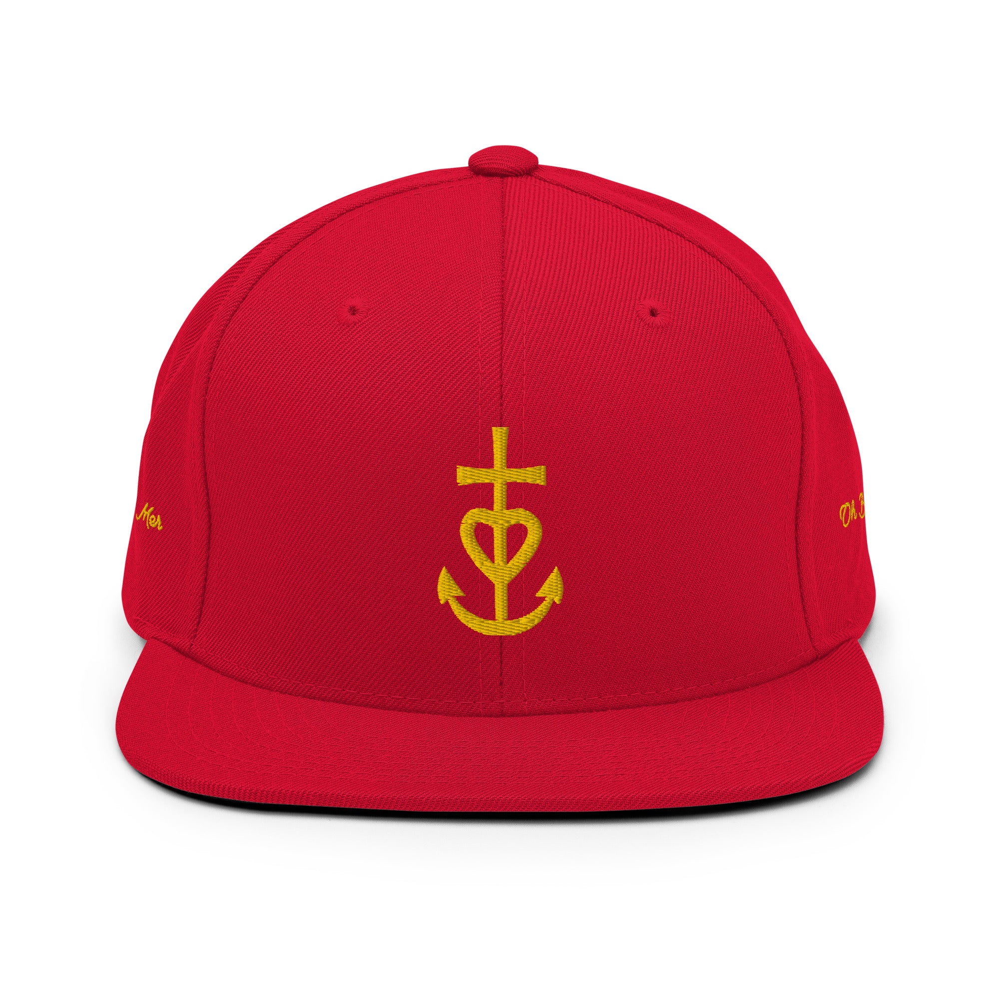 Casquette Snapback Wool Blend Croix de Camargue dorée Oh Bonne mer brodée sur 3 côtés