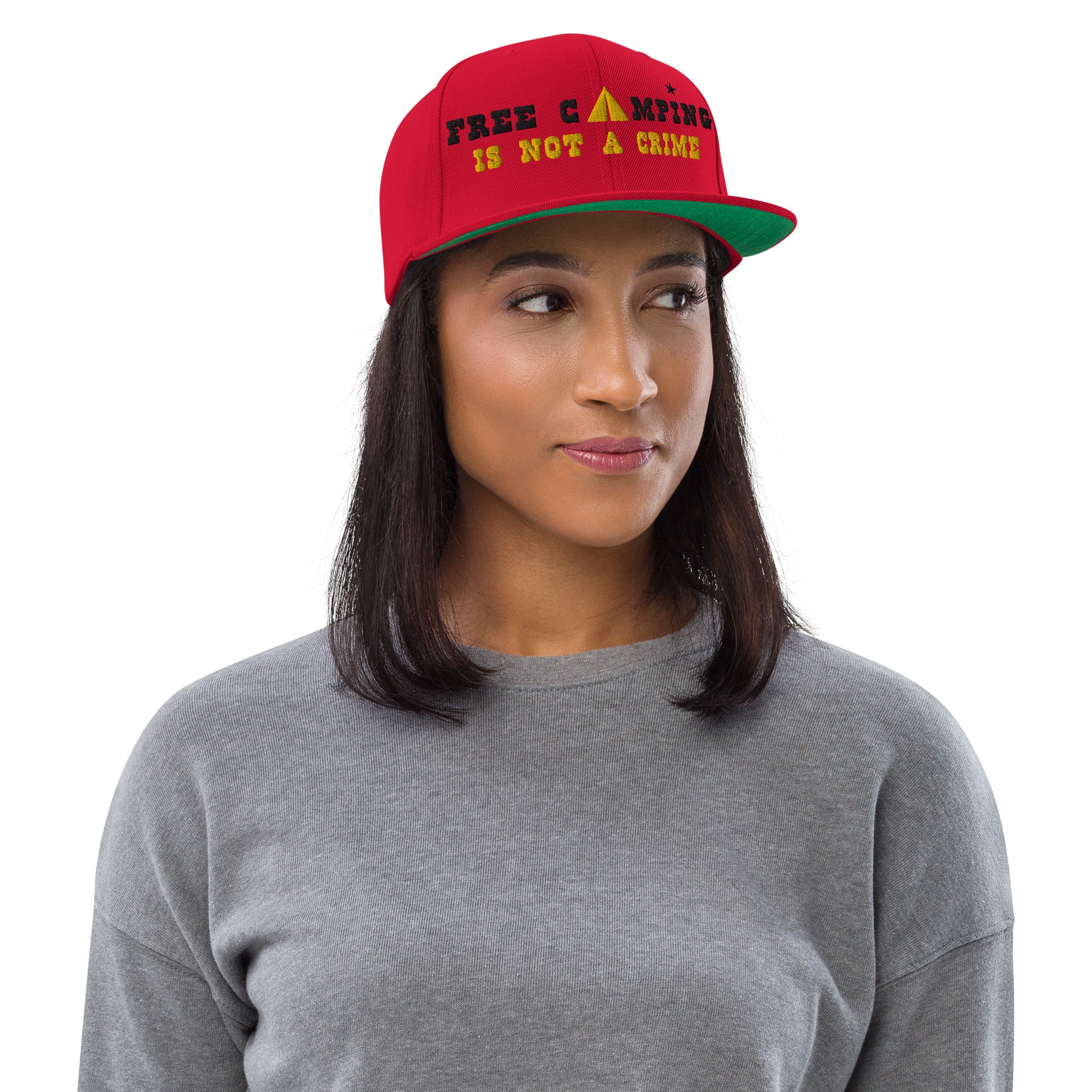 Casquette Snapback Wool Blend Free camping is not a crime black/yellow