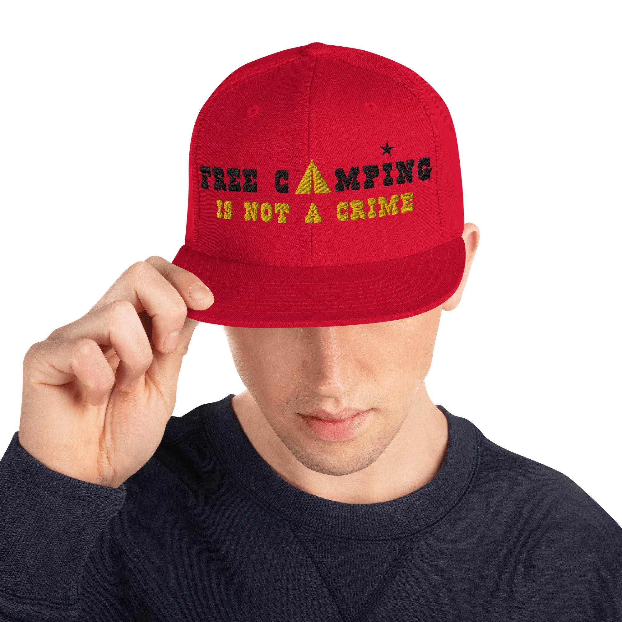 Casquette Snapback Wool Blend Free camping is not a crime black/yellow