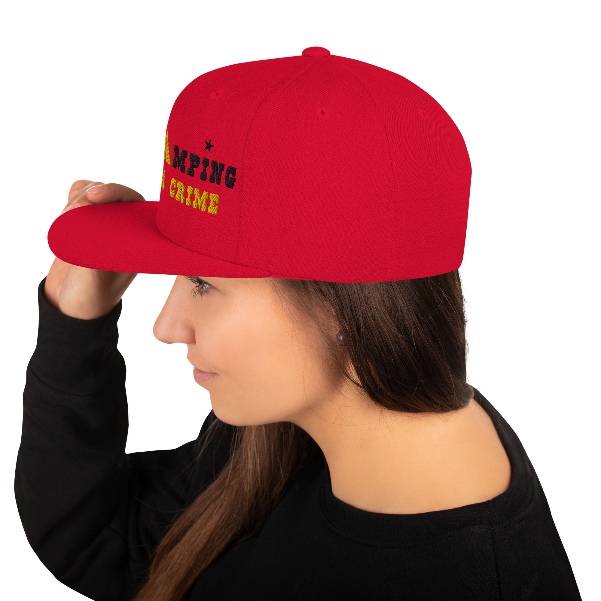 Casquette Snapback Wool Blend Free camping is not a crime black/yellow