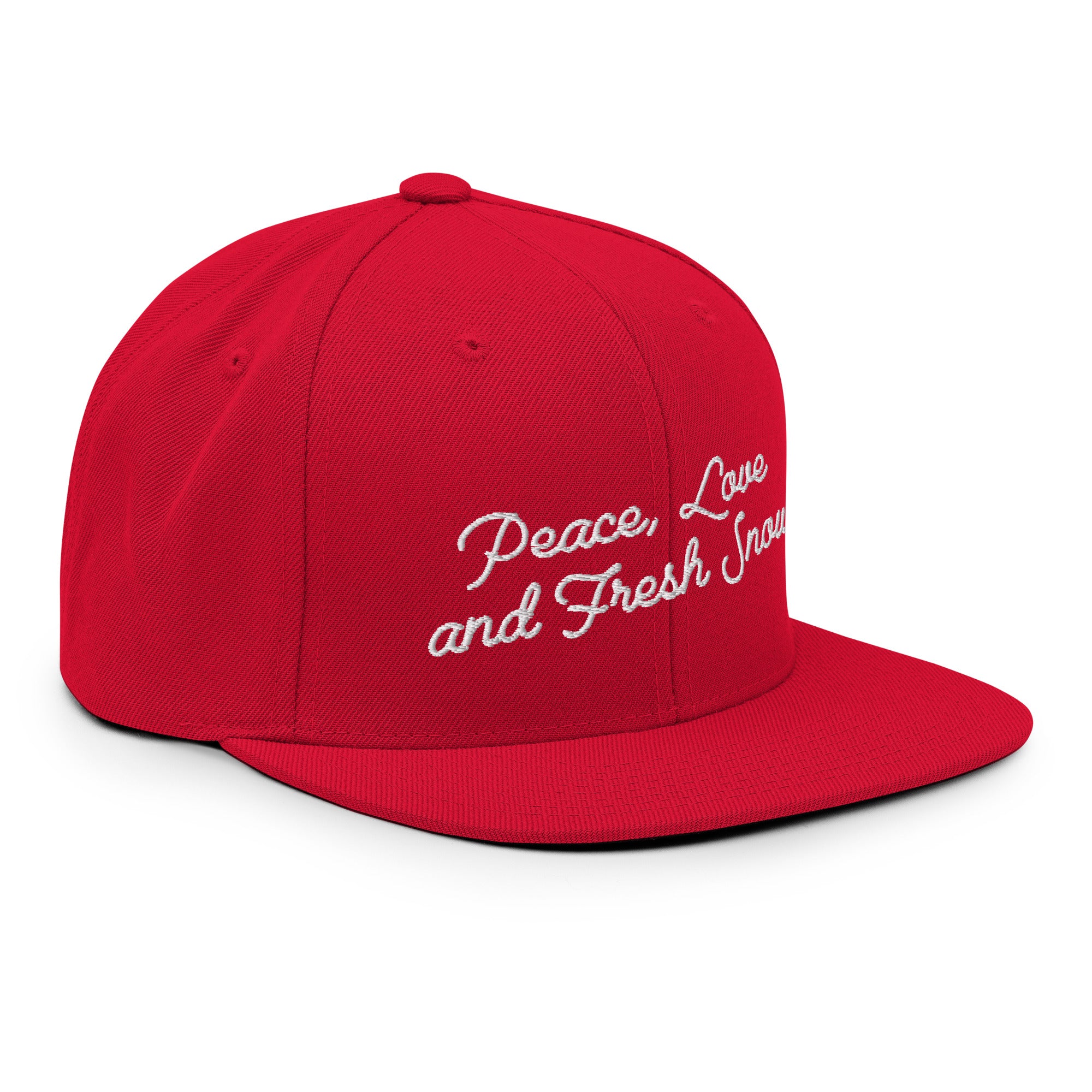 Casquette Snapback Wool Blend Peace, Love and Fresh Snow White letters