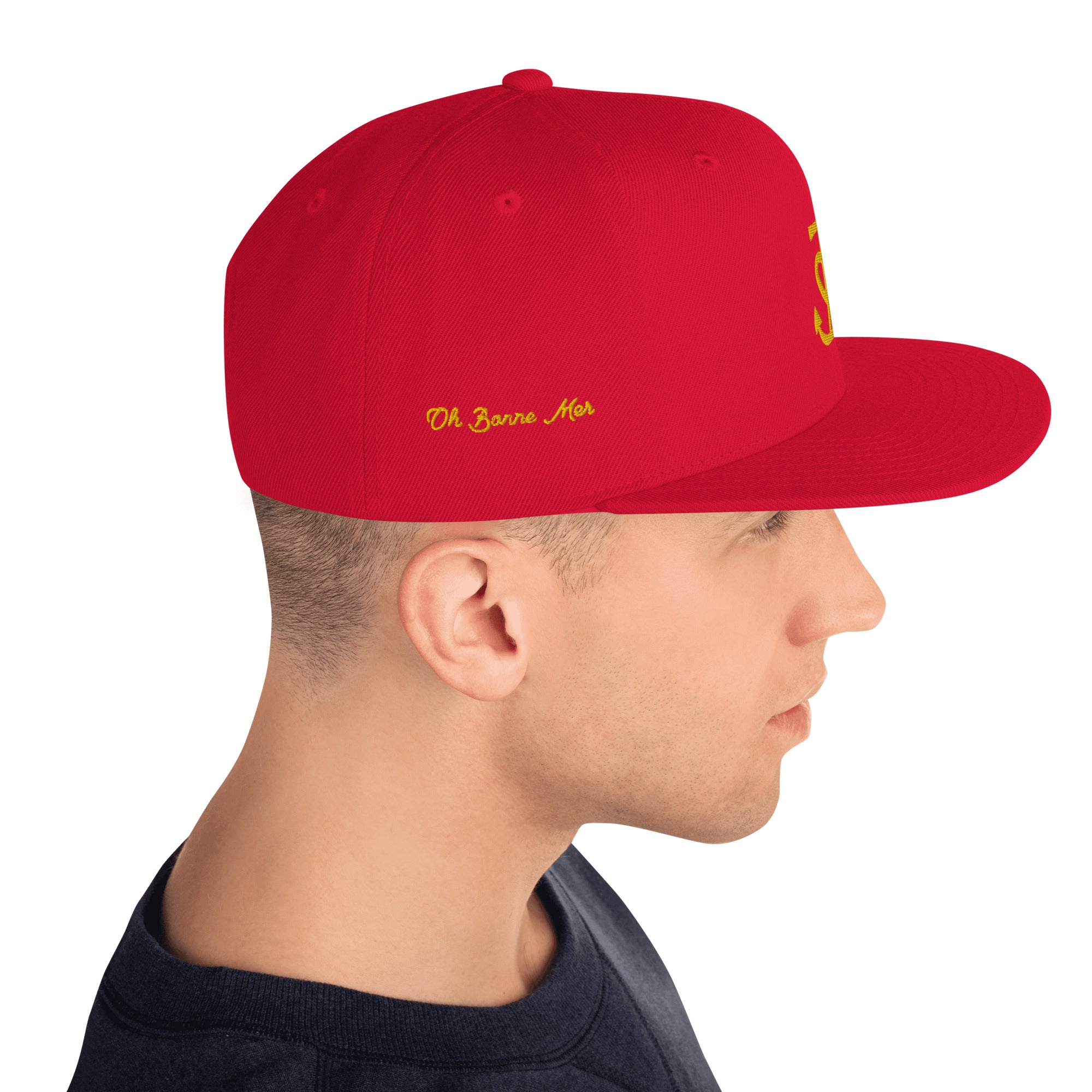 Casquette Snapback Wool Blend Croix de Camargue dorée Oh Bonne mer brodée sur 3 côtés