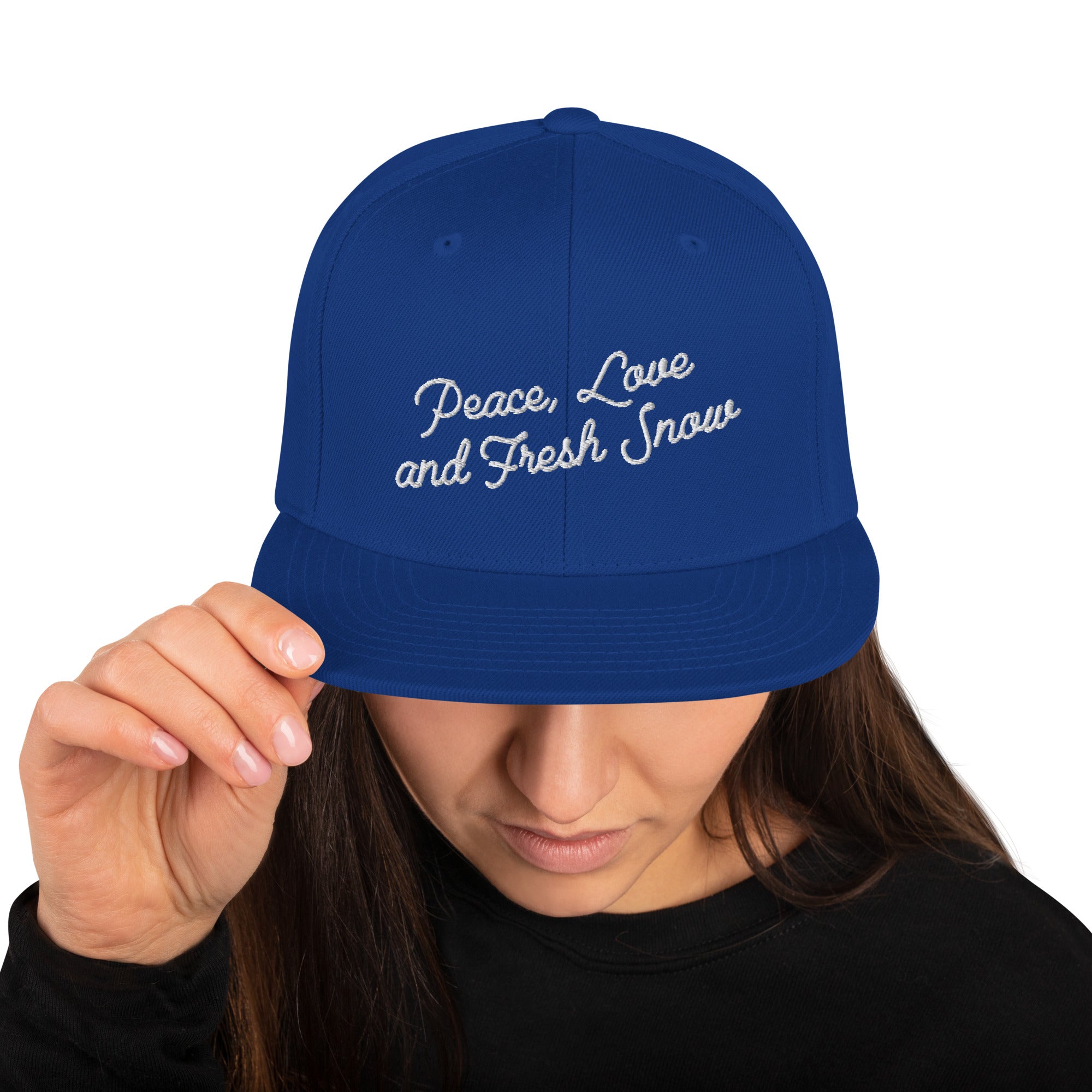 Casquette Snapback Wool Blend Peace, Love and Fresh Snow White letters