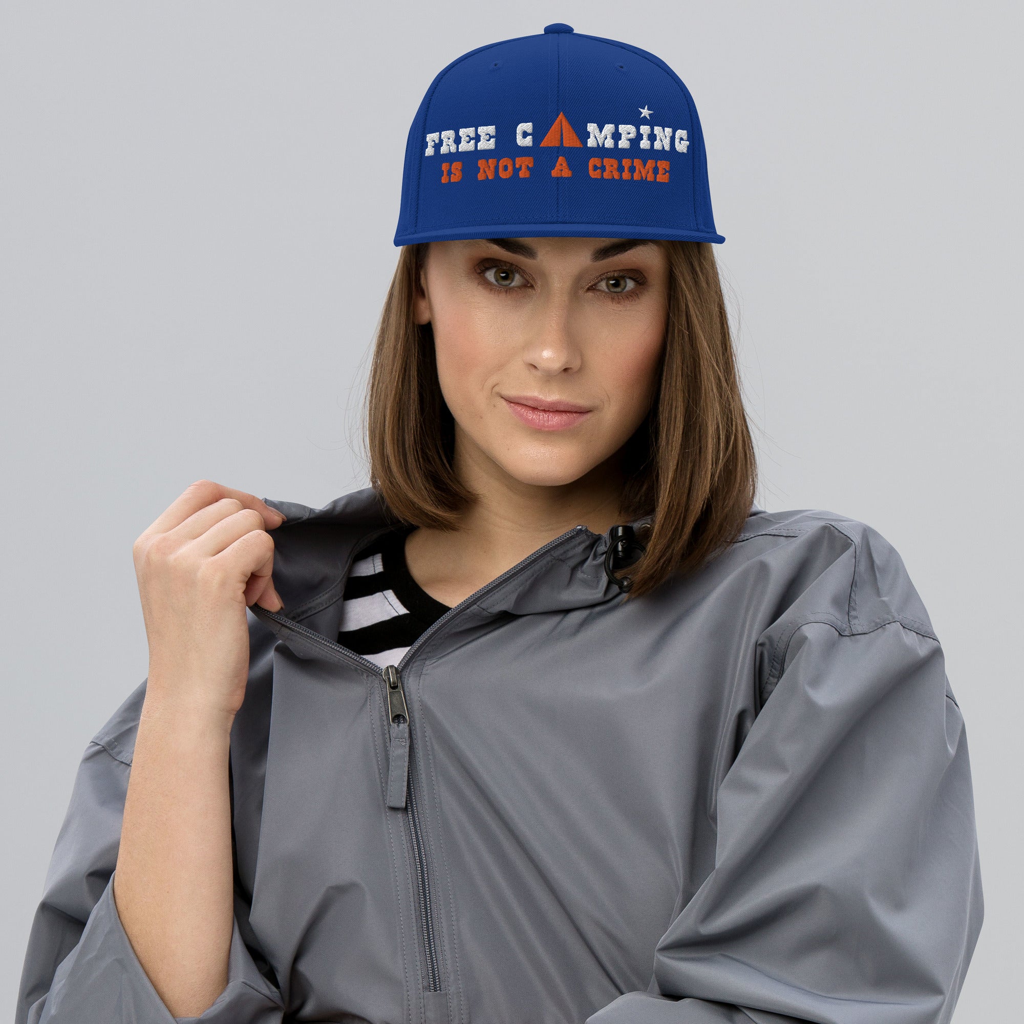 Casquette Snapback Wool Blend Free camping is not a crime white/orange