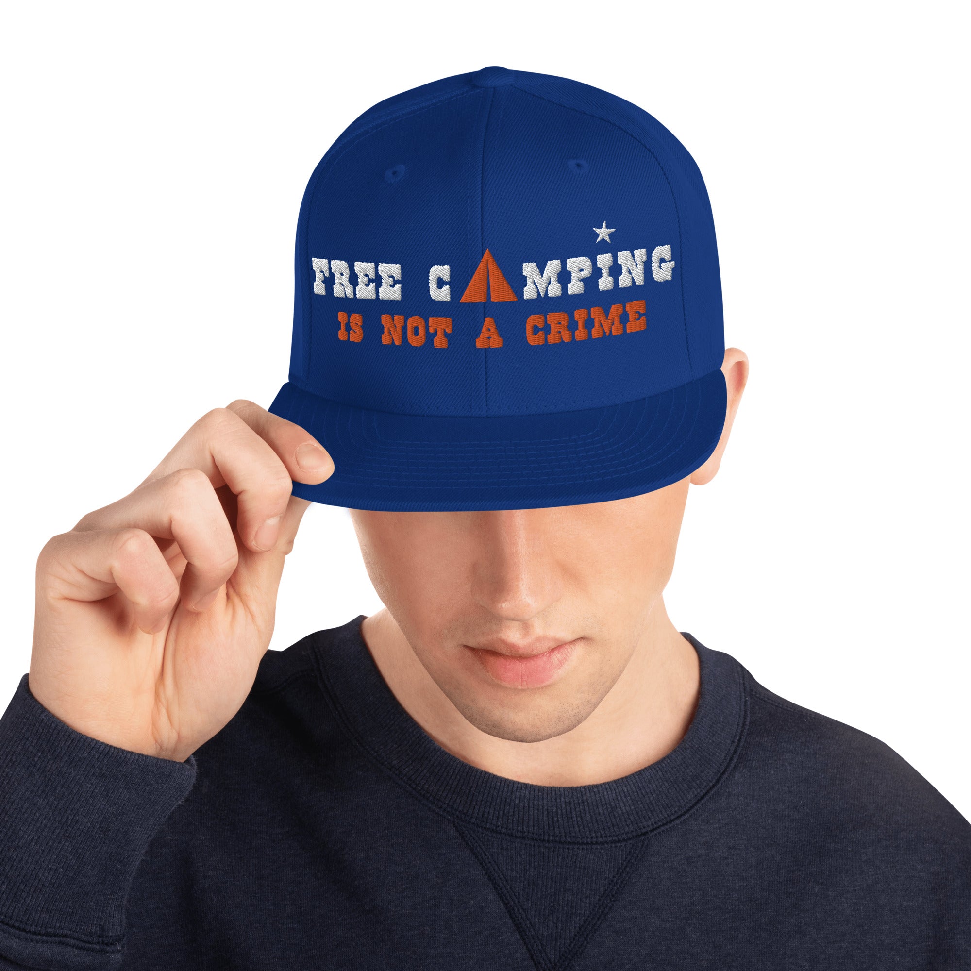 Casquette Snapback Wool Blend Free camping is not a crime white/orange