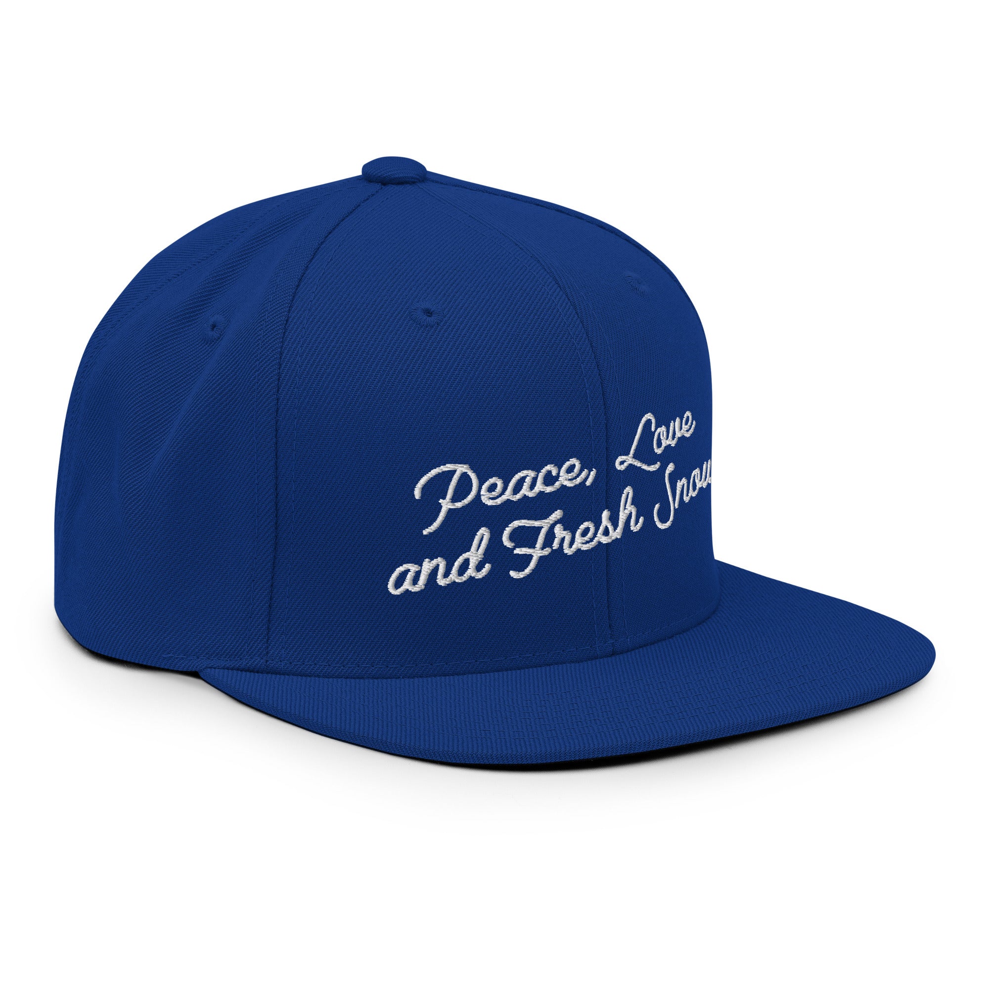 Casquette Snapback Wool Blend Peace, Love and Fresh Snow White letters