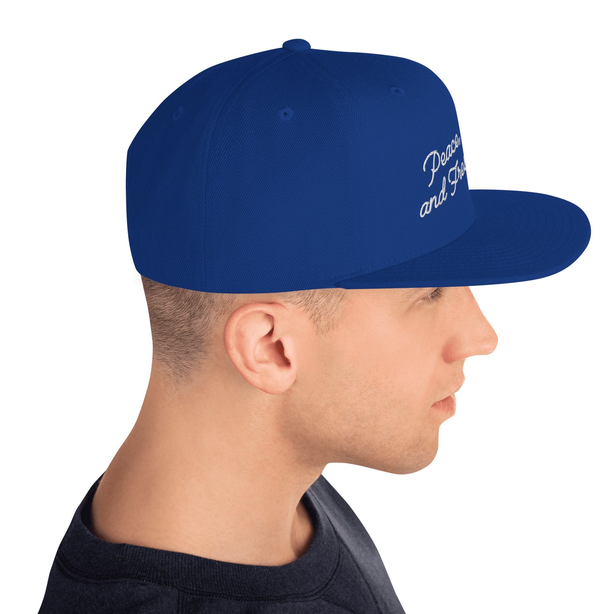 Casquette Snapback Wool Blend Peace, Love and Fresh Snow White letters