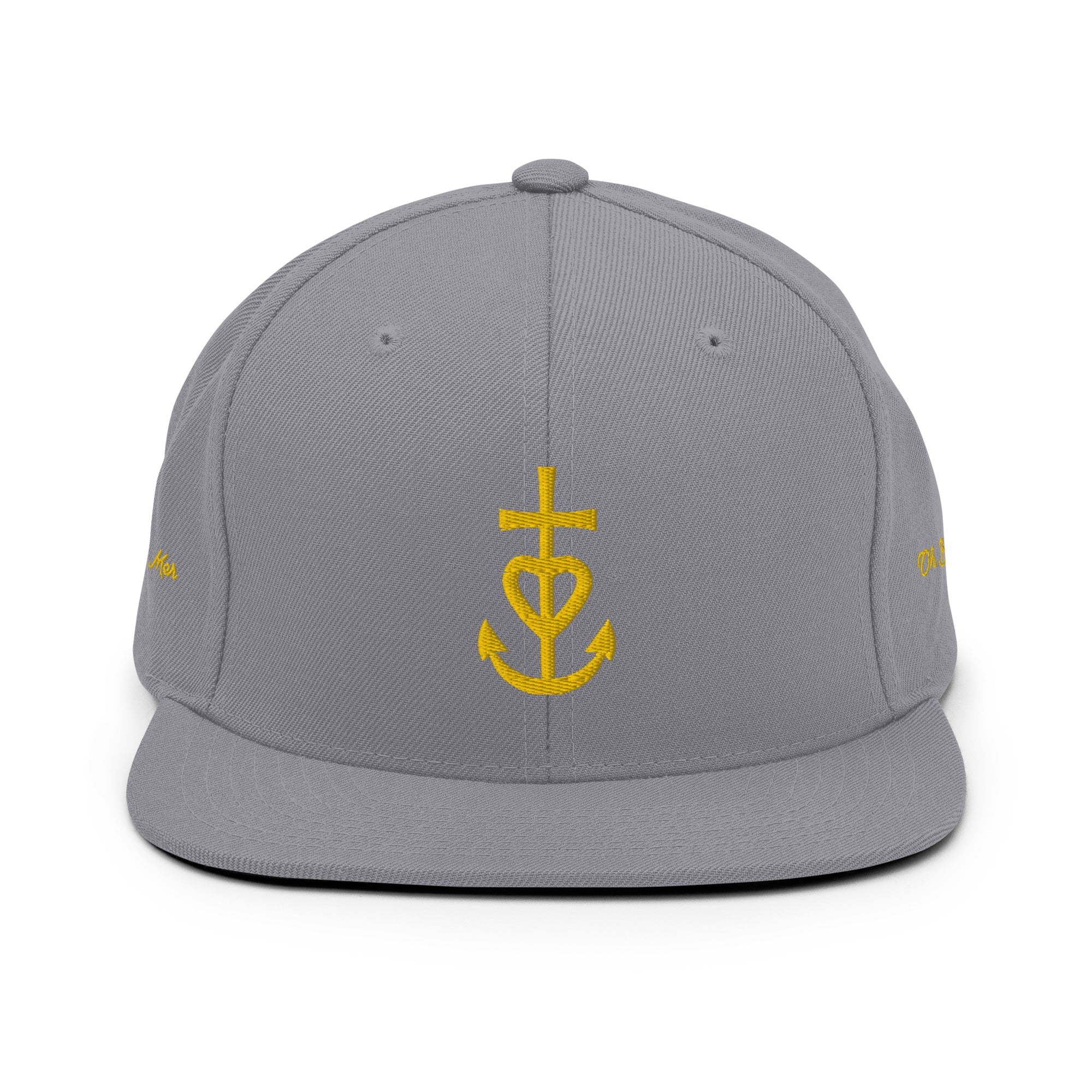 Casquette Snapback Wool Blend Croix de Camargue dorée Oh Bonne mer brodée sur 3 côtés