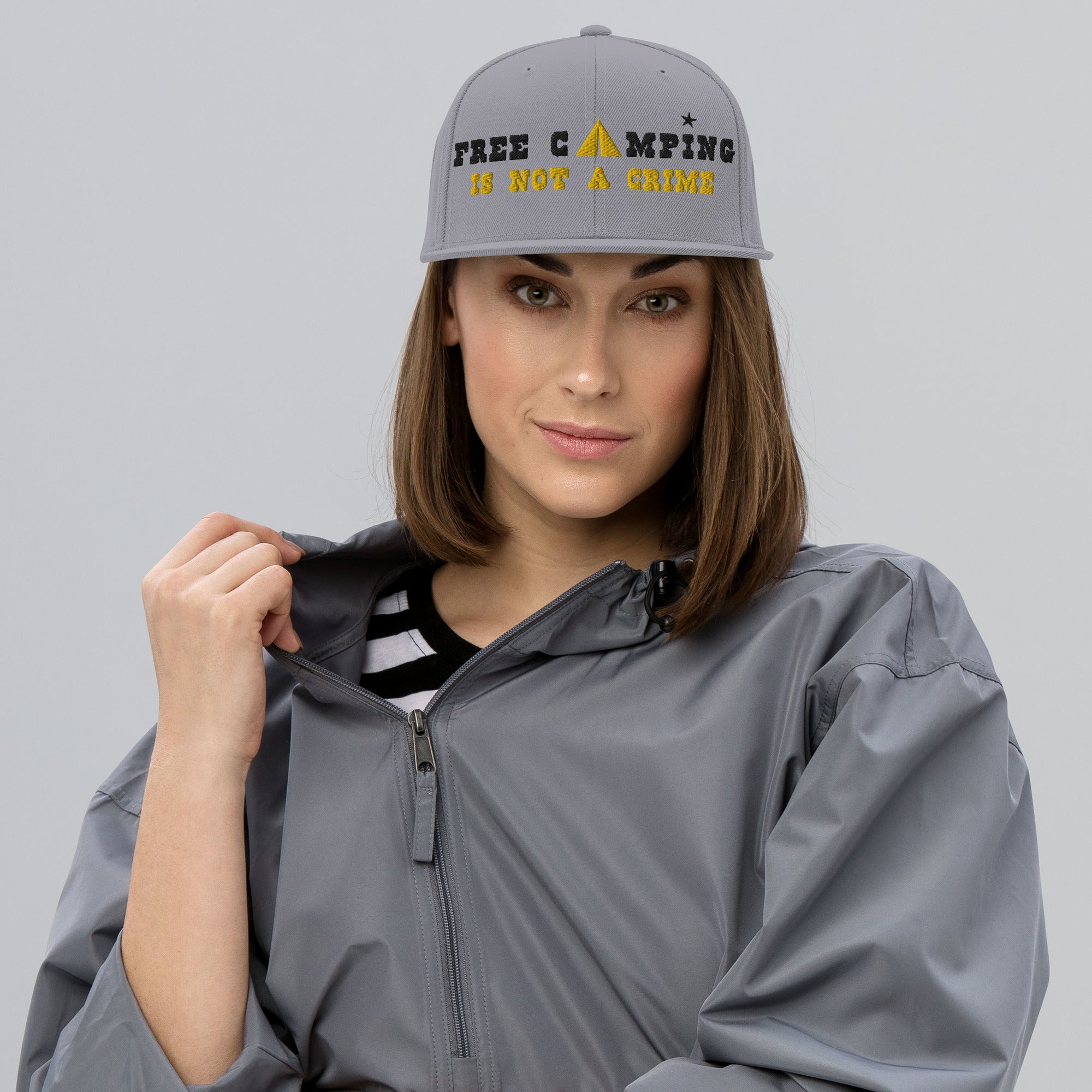 Casquette Snapback Wool Blend Free camping is not a crime black/yellow