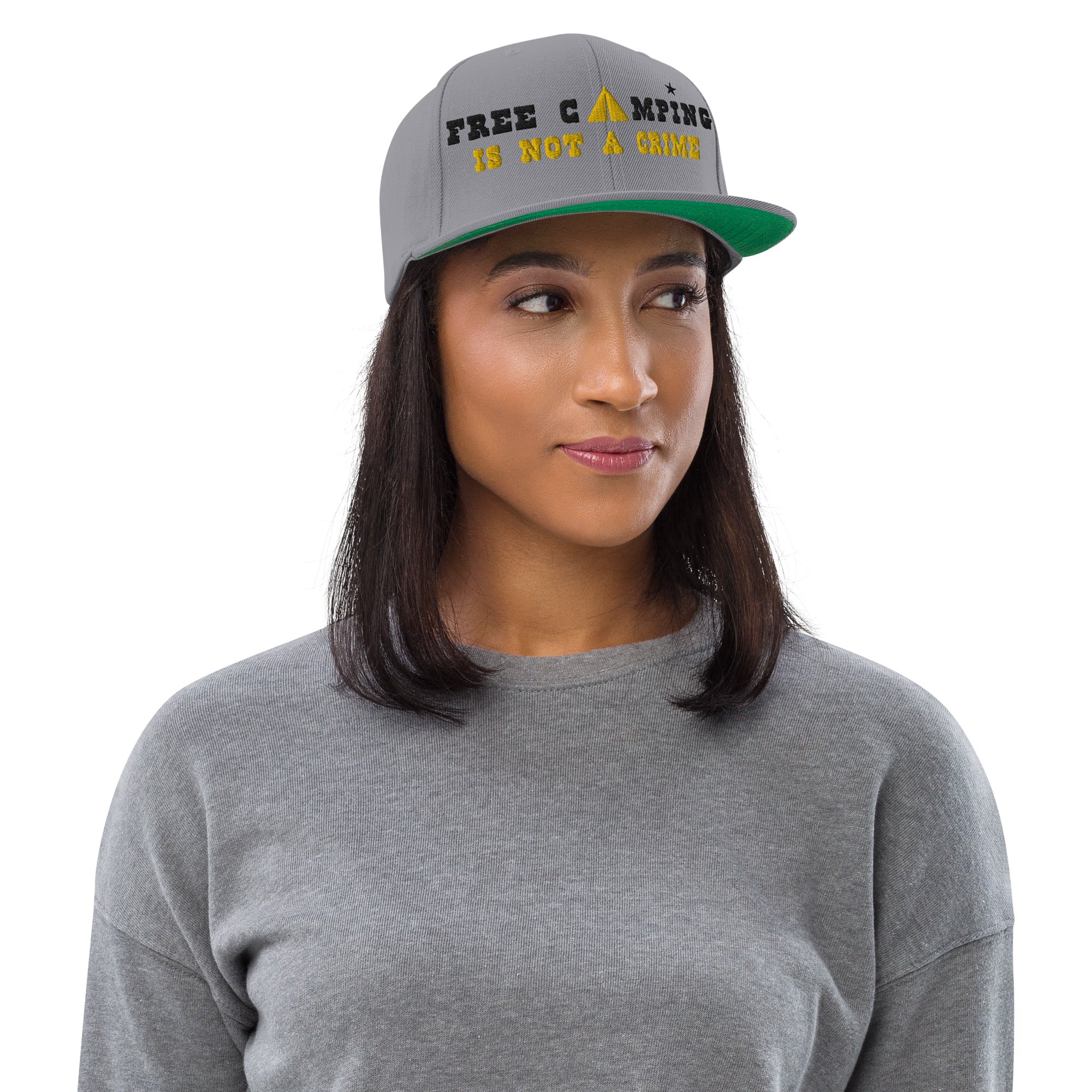 Casquette Snapback Wool Blend Free camping is not a crime black/yellow
