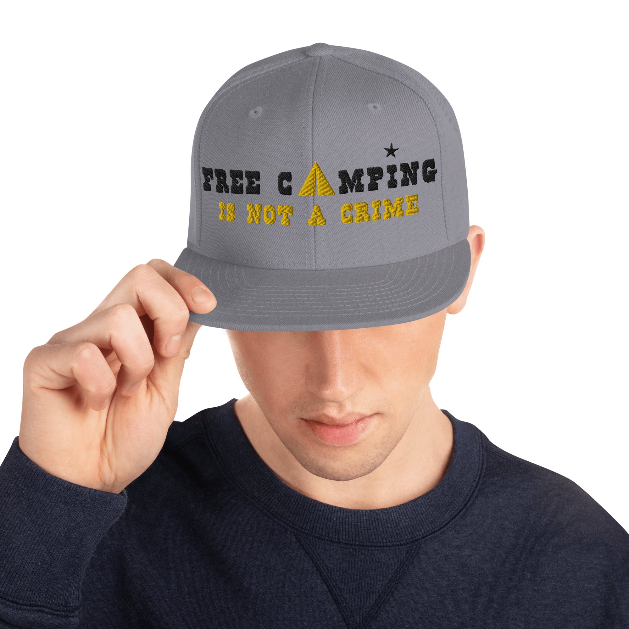 Casquette Snapback Wool Blend Free camping is not a crime black/yellow