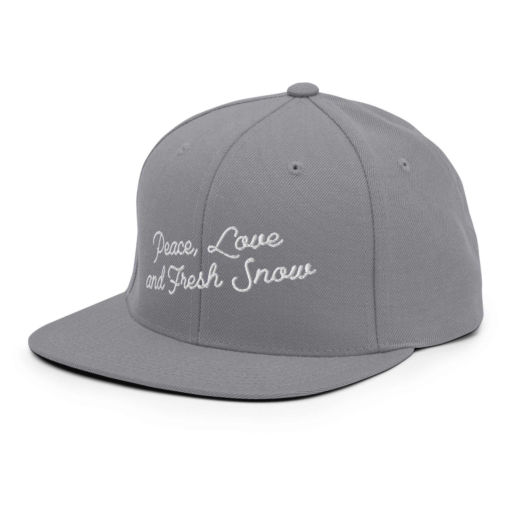 Casquette Snapback Wool Blend Peace, Love and Fresh Snow White letters