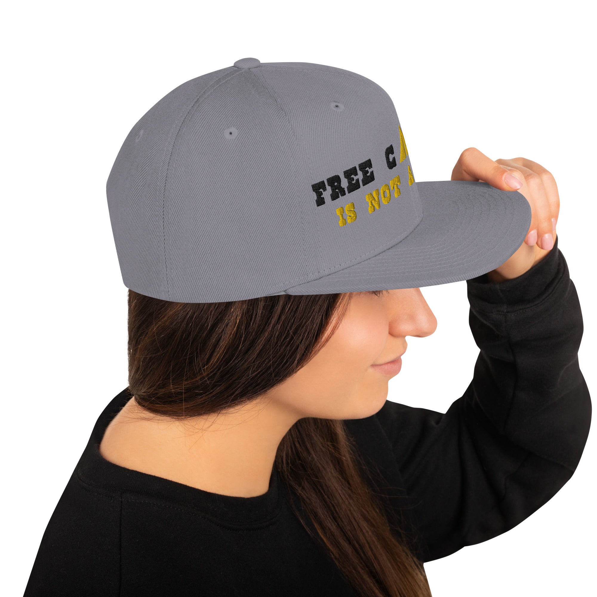 Casquette Snapback Wool Blend Free camping is not a crime black/yellow