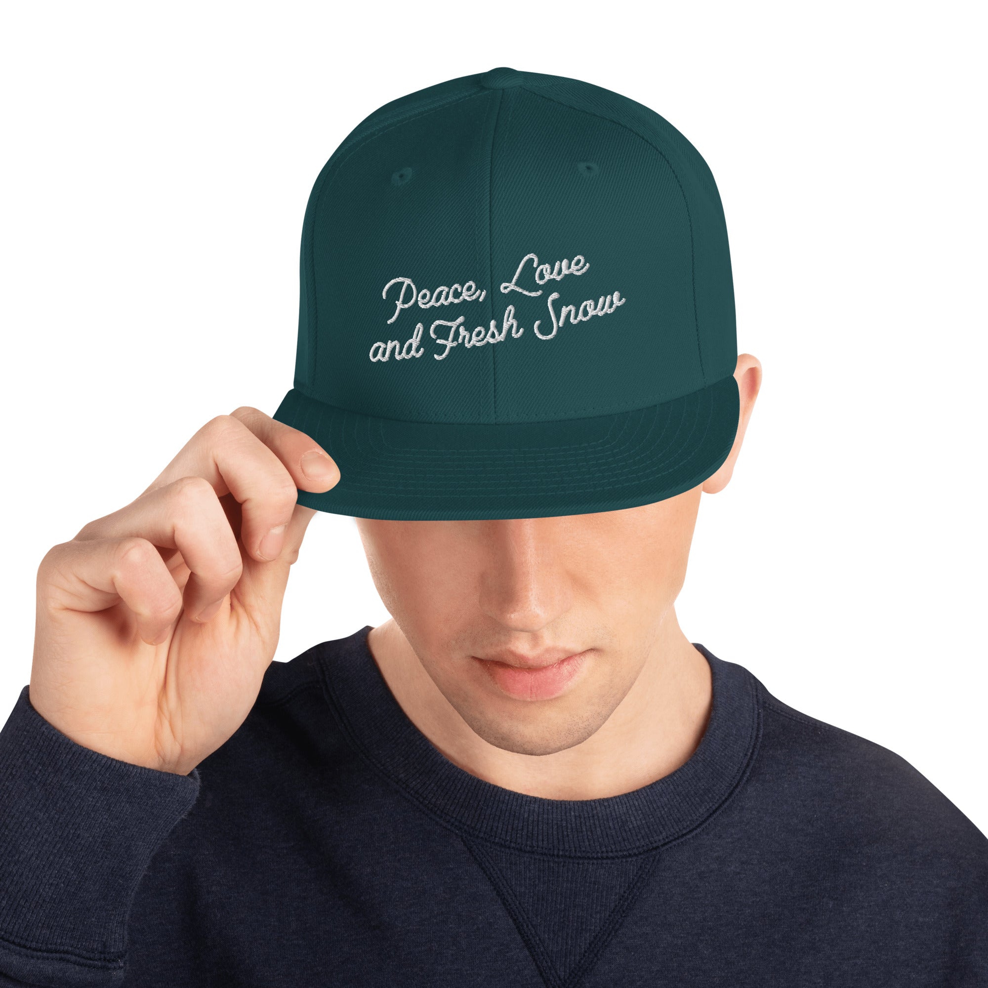 Casquette Snapback Wool Blend Peace, Love and Fresh Snow White letters