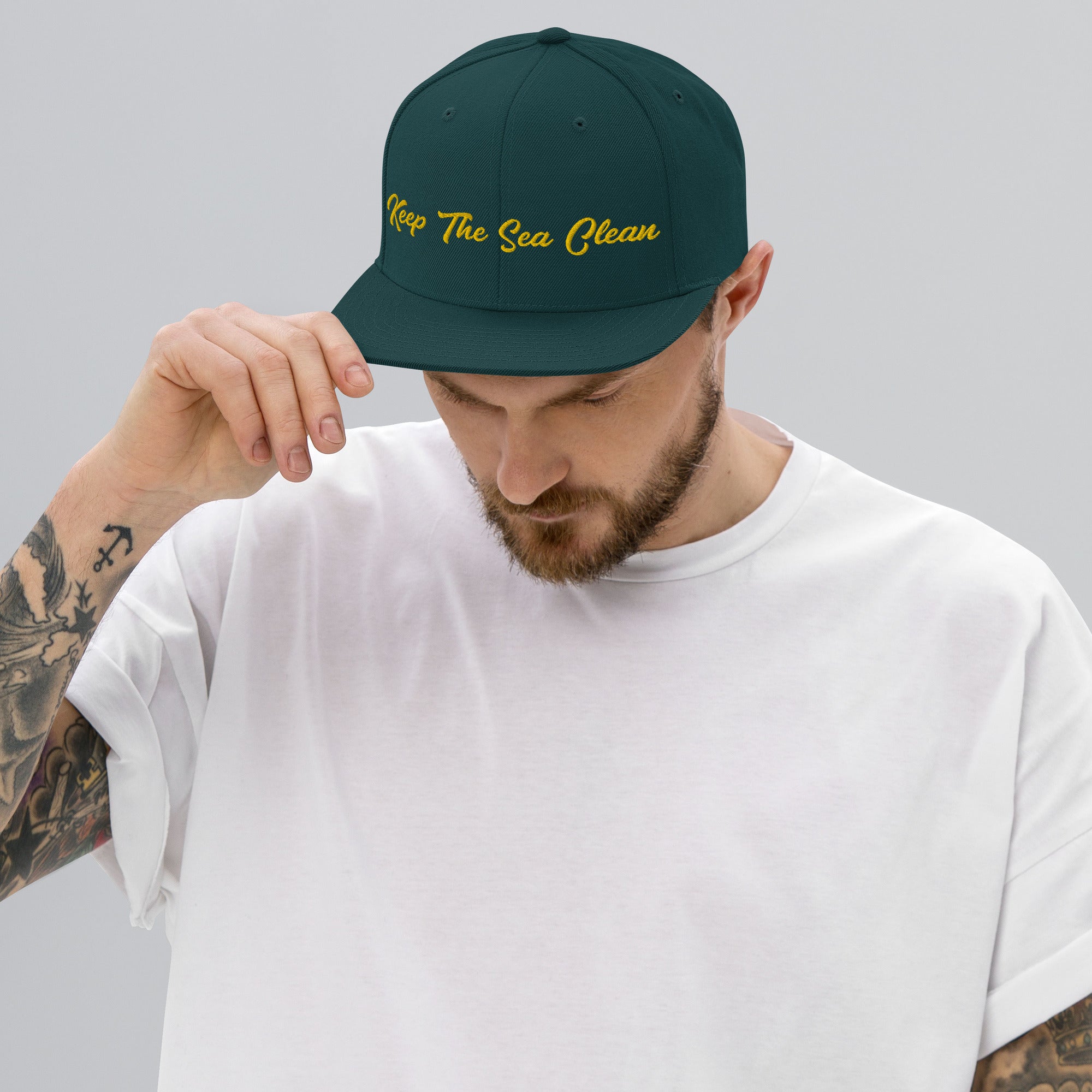 Casquette Snapback Wool Blend Keep The Sea Clean Gold