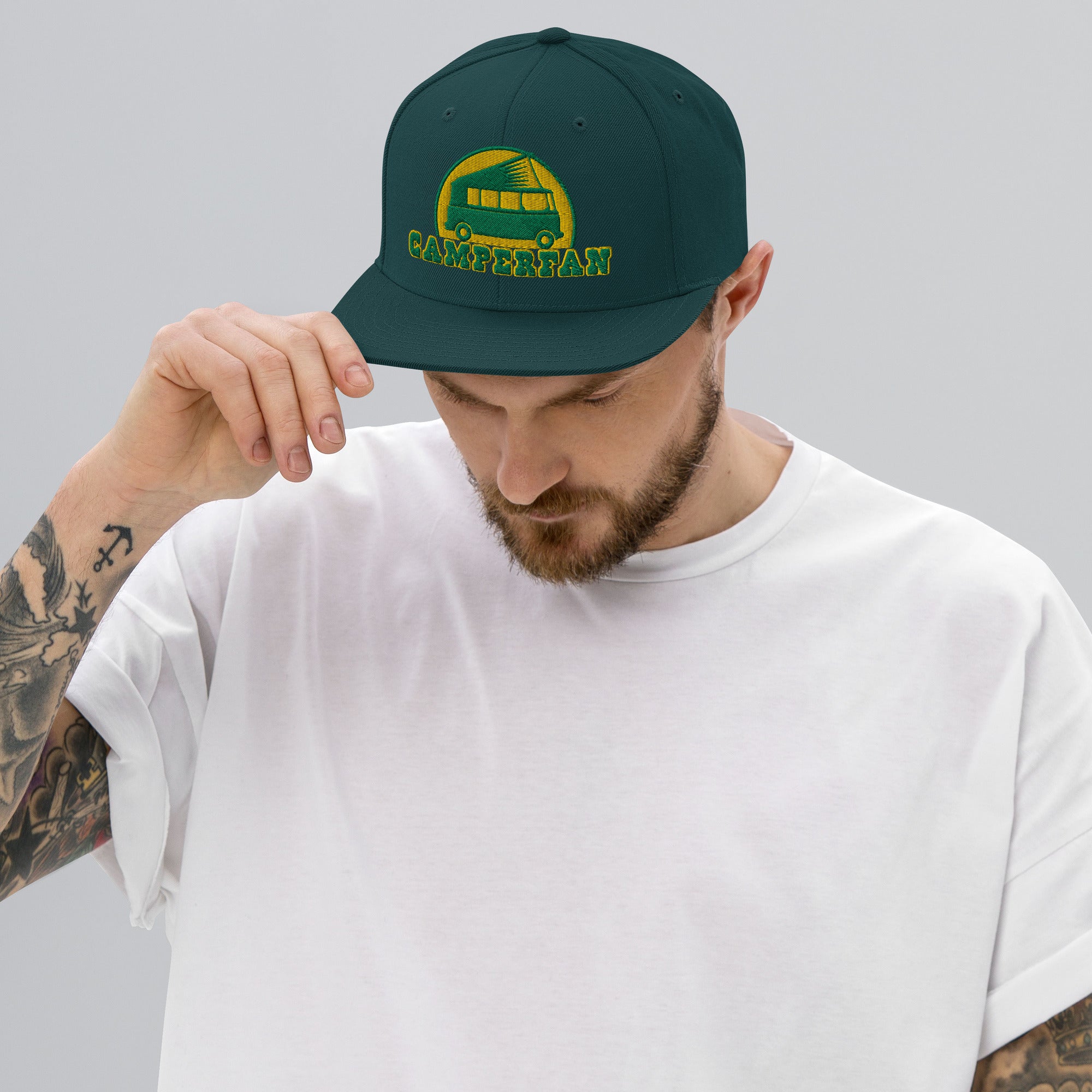 Casquette Snapback Wool Blend Camperfan green/yellow