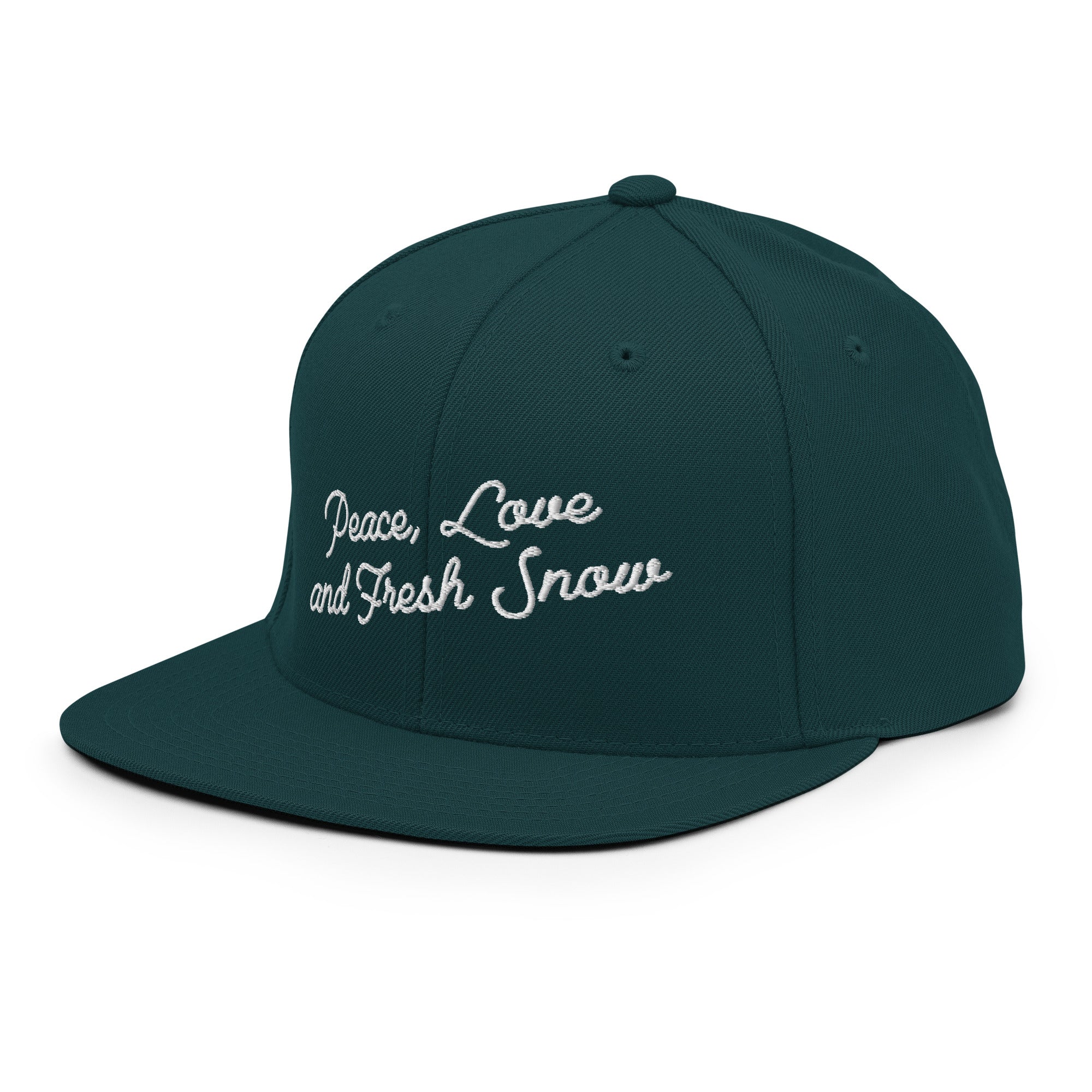 Casquette Snapback Wool Blend Peace, Love and Fresh Snow White letters