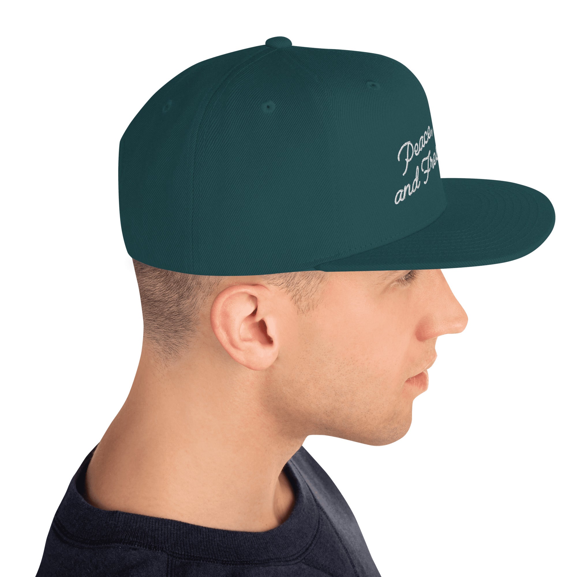 Casquette Snapback Wool Blend Peace, Love and Fresh Snow White letters