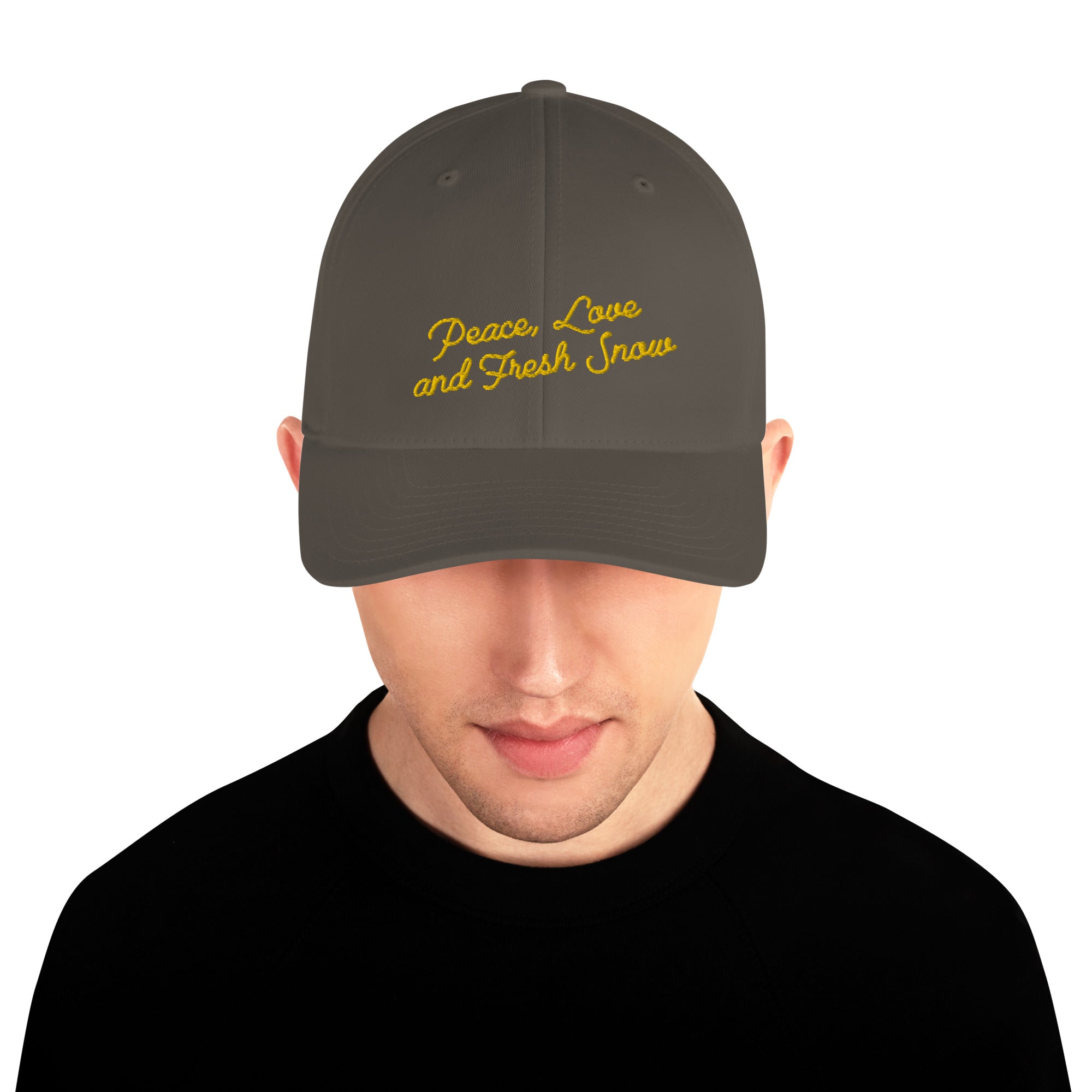 Casquette Structurée en Sergé Peace, Love and Fresh Snow Gold letters