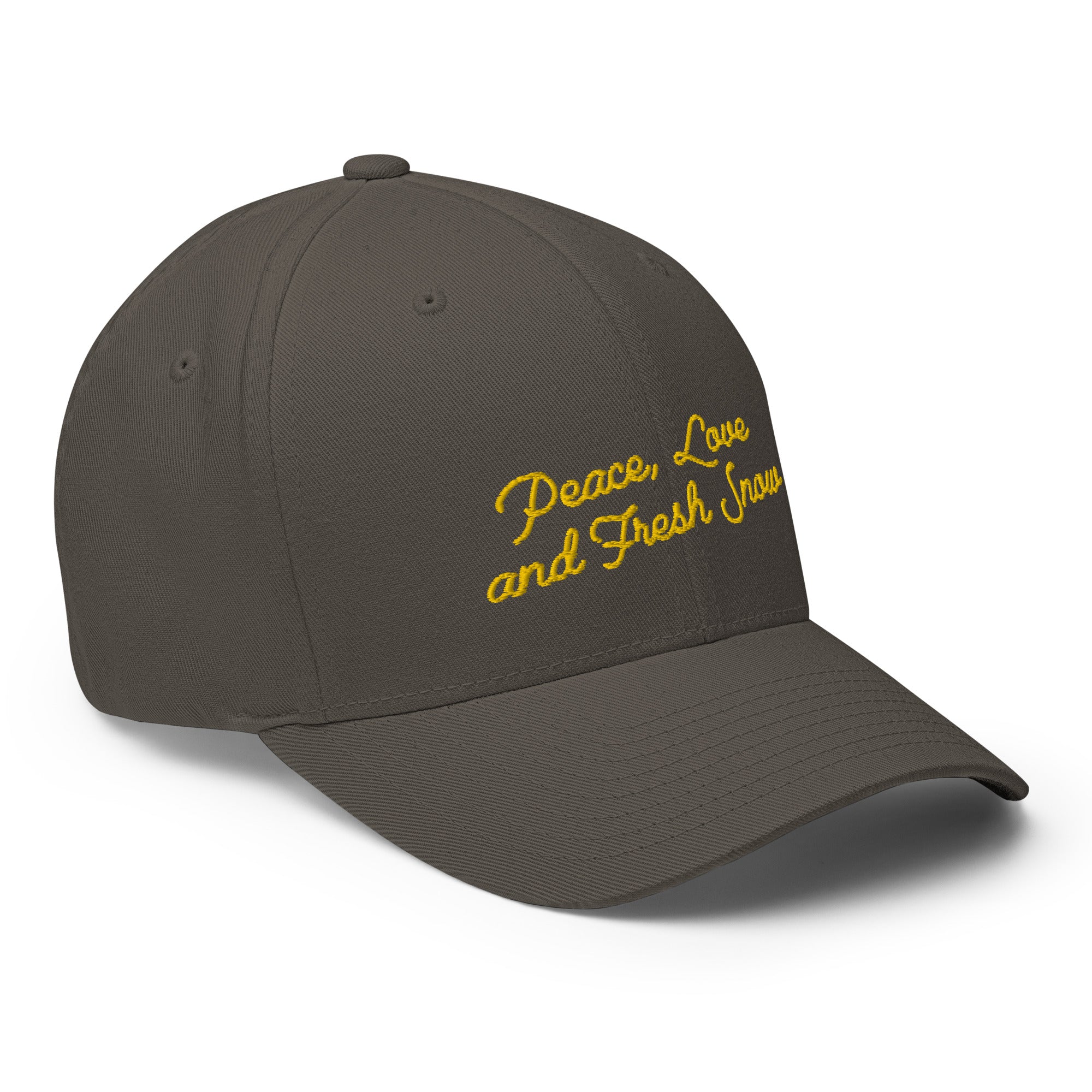 Casquette Structurée en Sergé Peace, Love and Fresh Snow Gold letters
