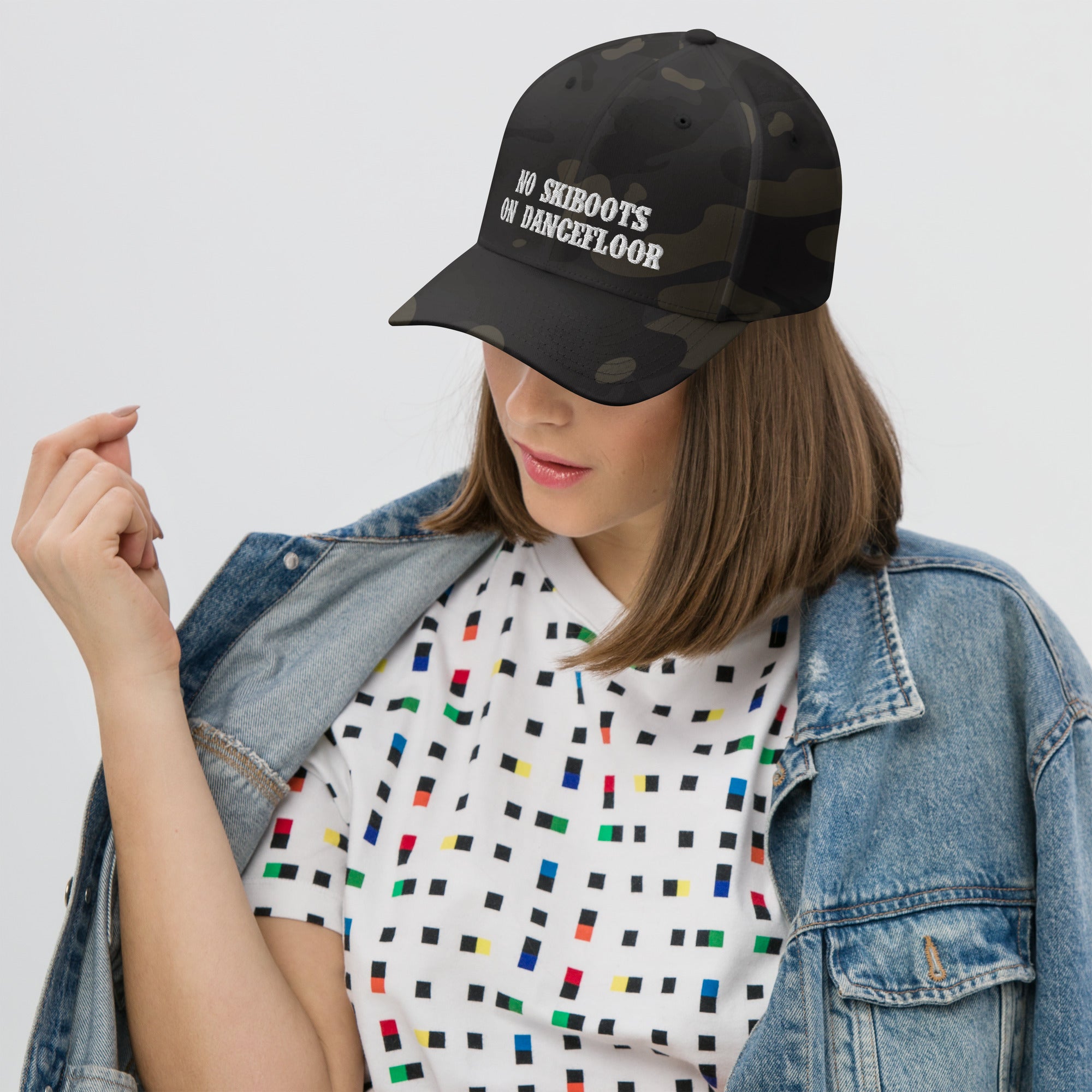 Camo Structured Twill Cap No Skiboots on Dancefloor White