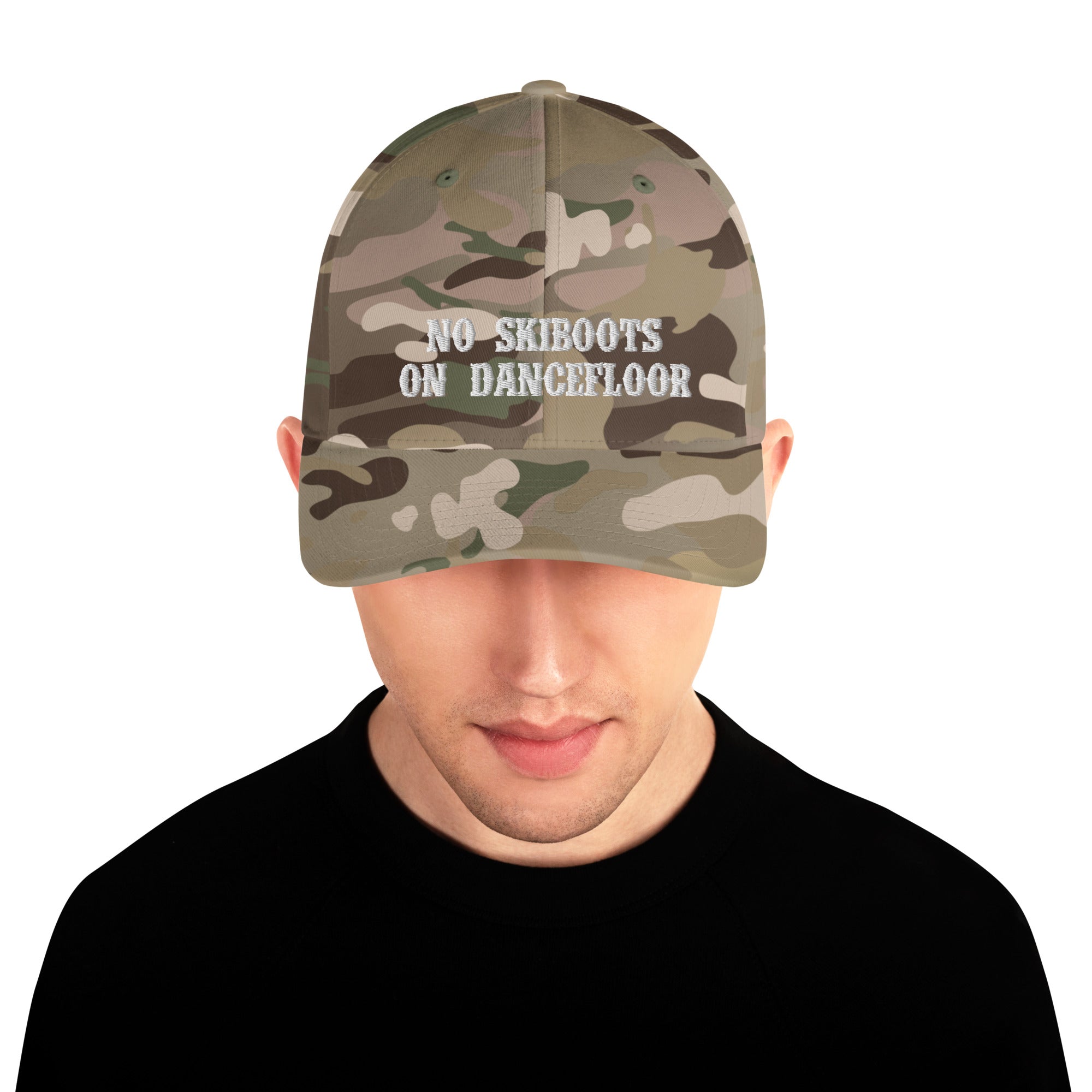Camo Structured Twill Cap No Skiboots on Dancefloor White