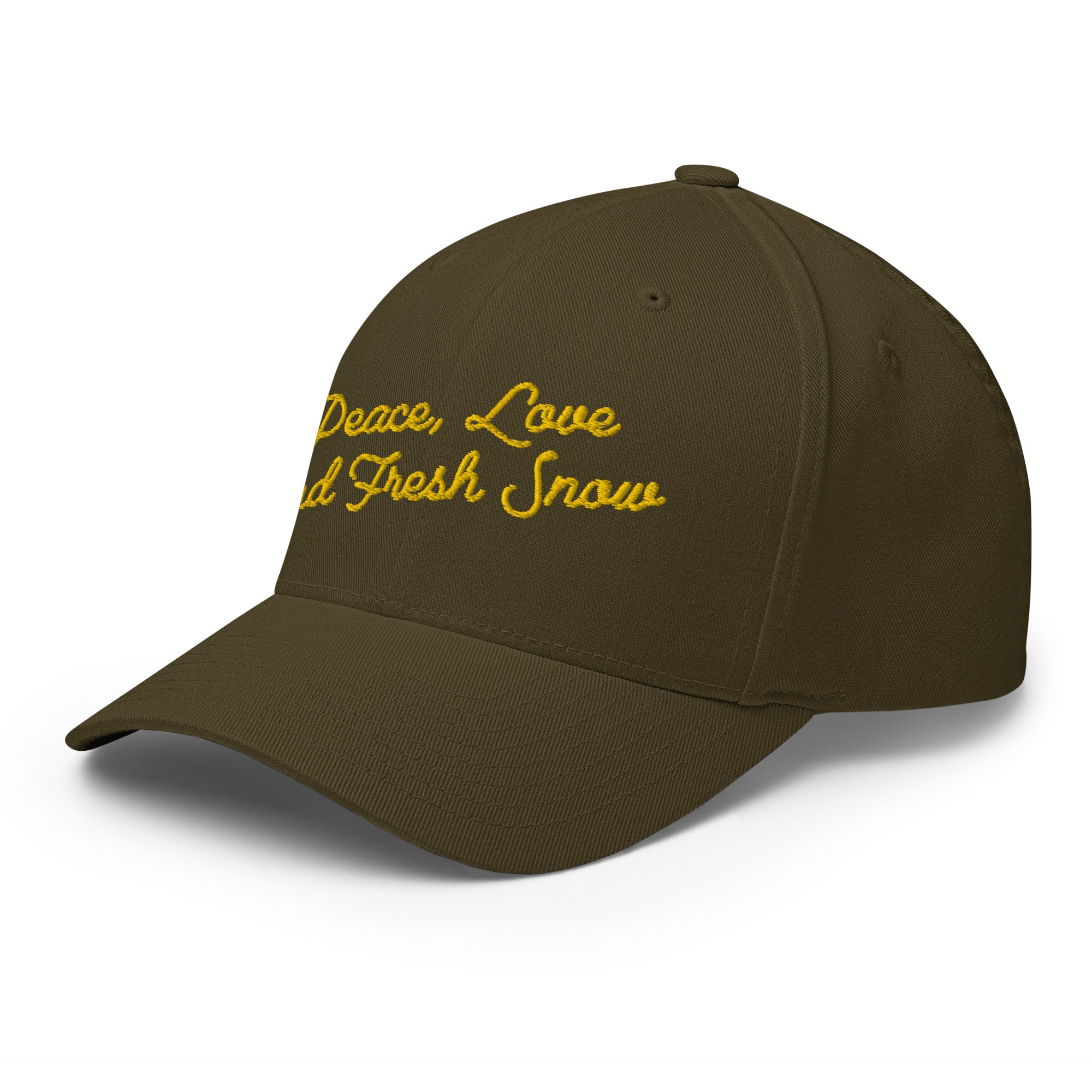 Casquette Structurée en Sergé Peace, Love and Fresh Snow Gold letters