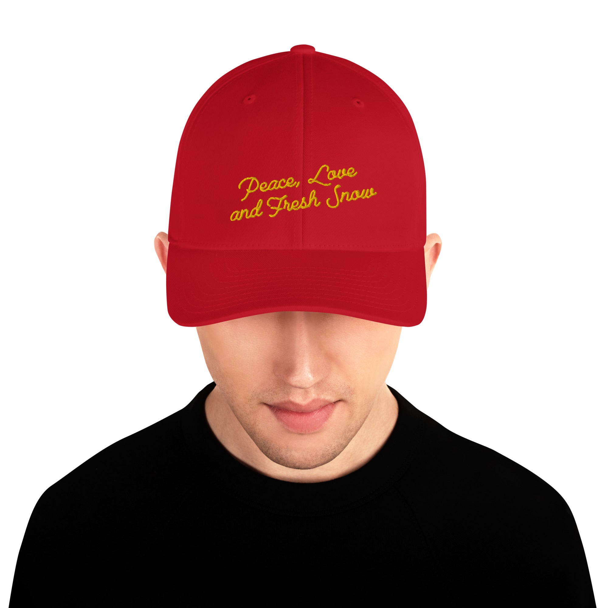 Casquette Structurée en Sergé Peace, Love and Fresh Snow Gold letters