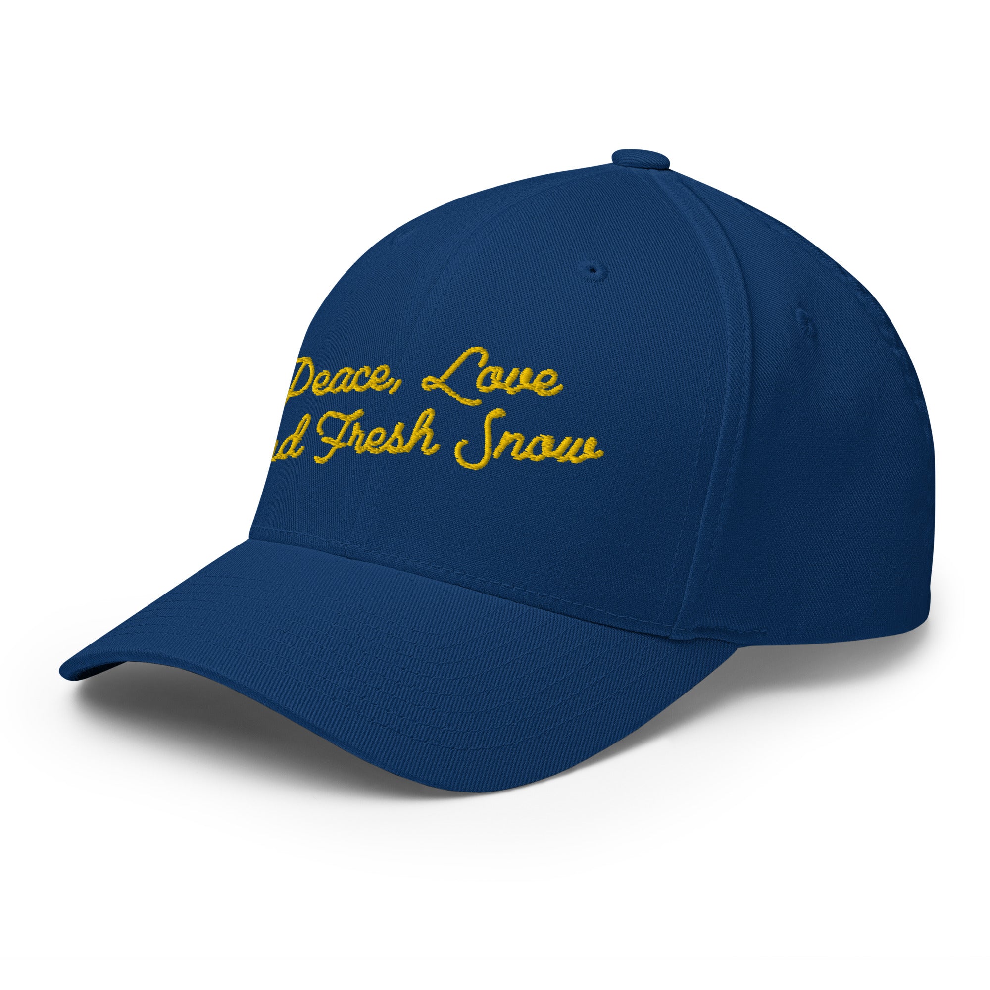 Casquette Structurée en Sergé Peace, Love and Fresh Snow Gold letters