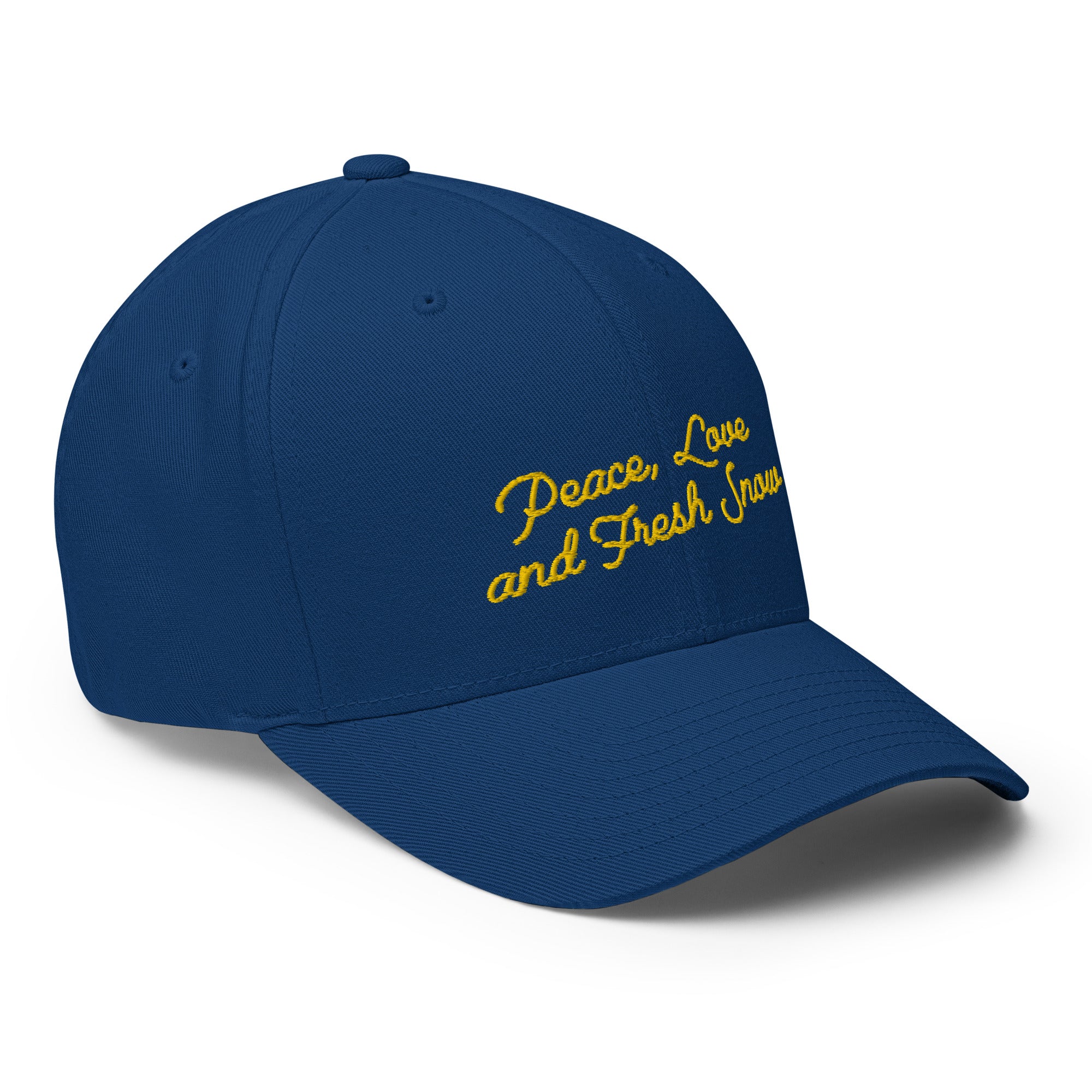 Casquette Structurée en Sergé Peace, Love and Fresh Snow Gold letters