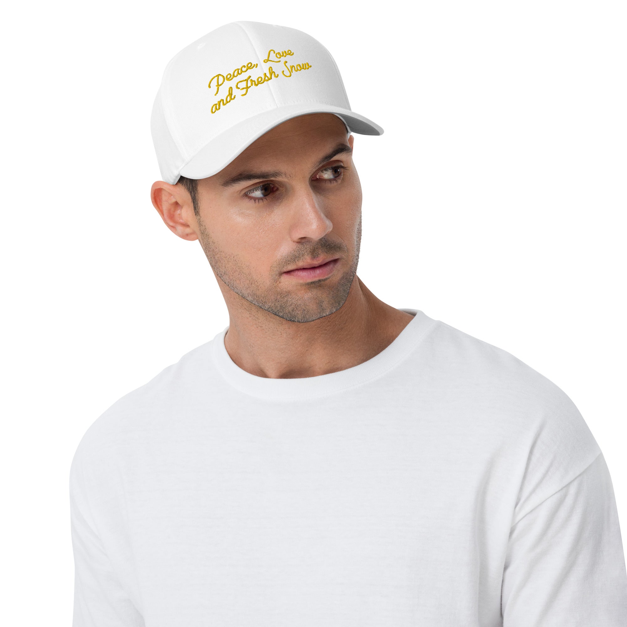 Casquette Structurée en Sergé Peace, Love and Fresh Snow Gold letters