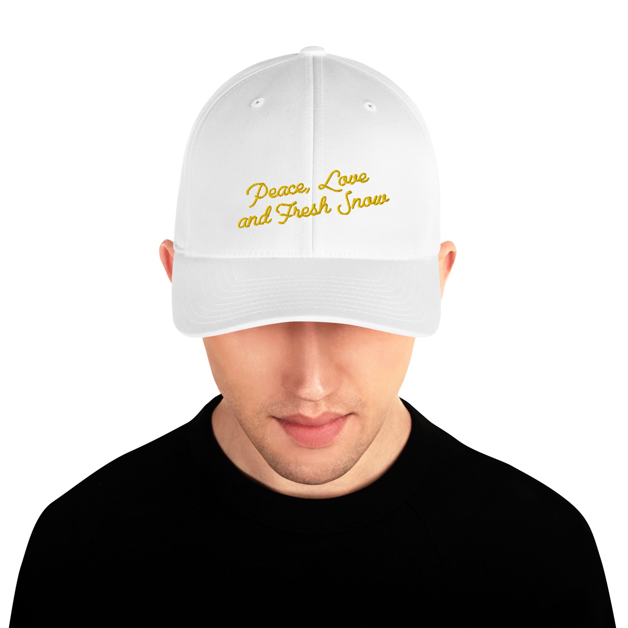 Casquette Structurée en Sergé Peace, Love and Fresh Snow Gold letters