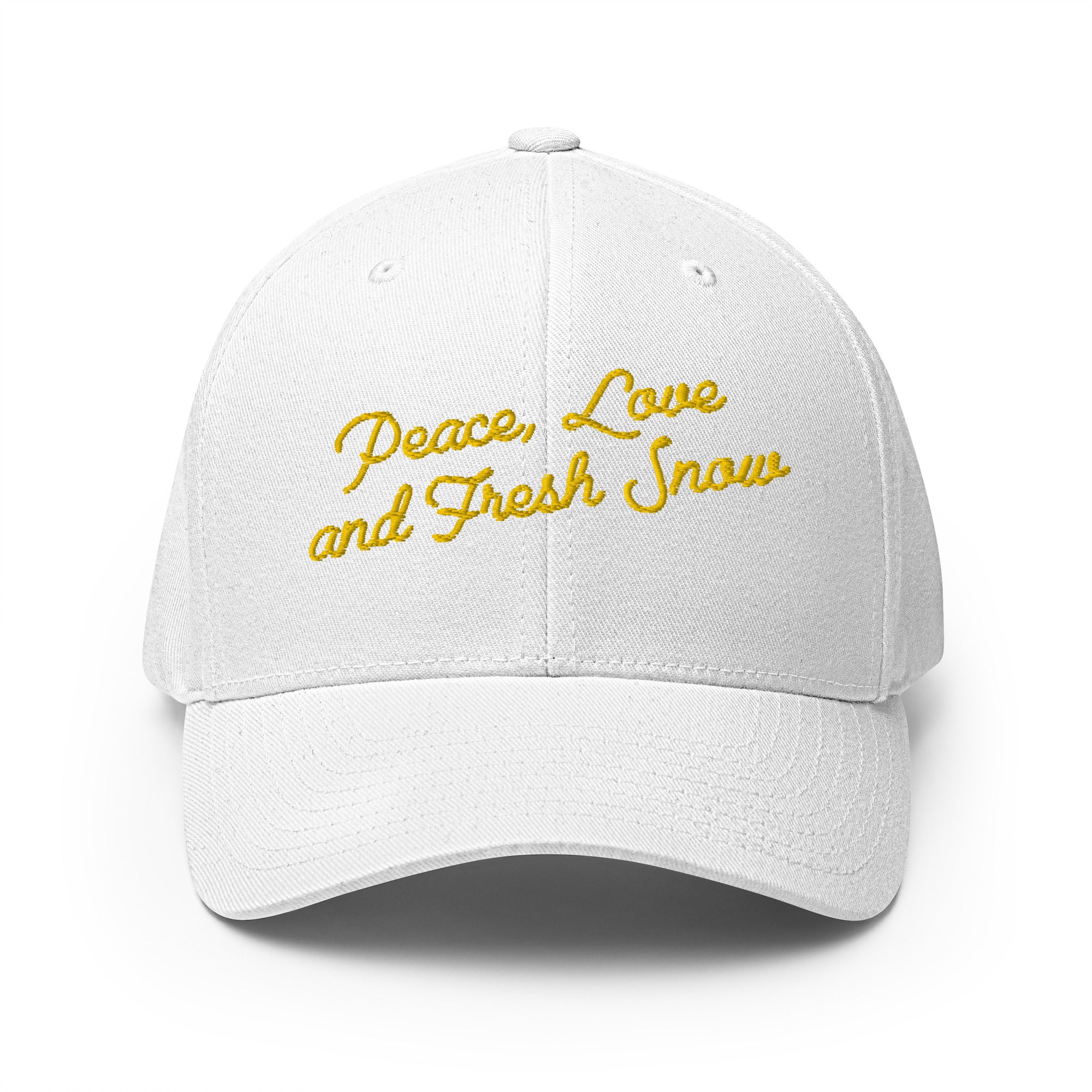 Casquette Structurée en Sergé Peace, Love and Fresh Snow Gold letters