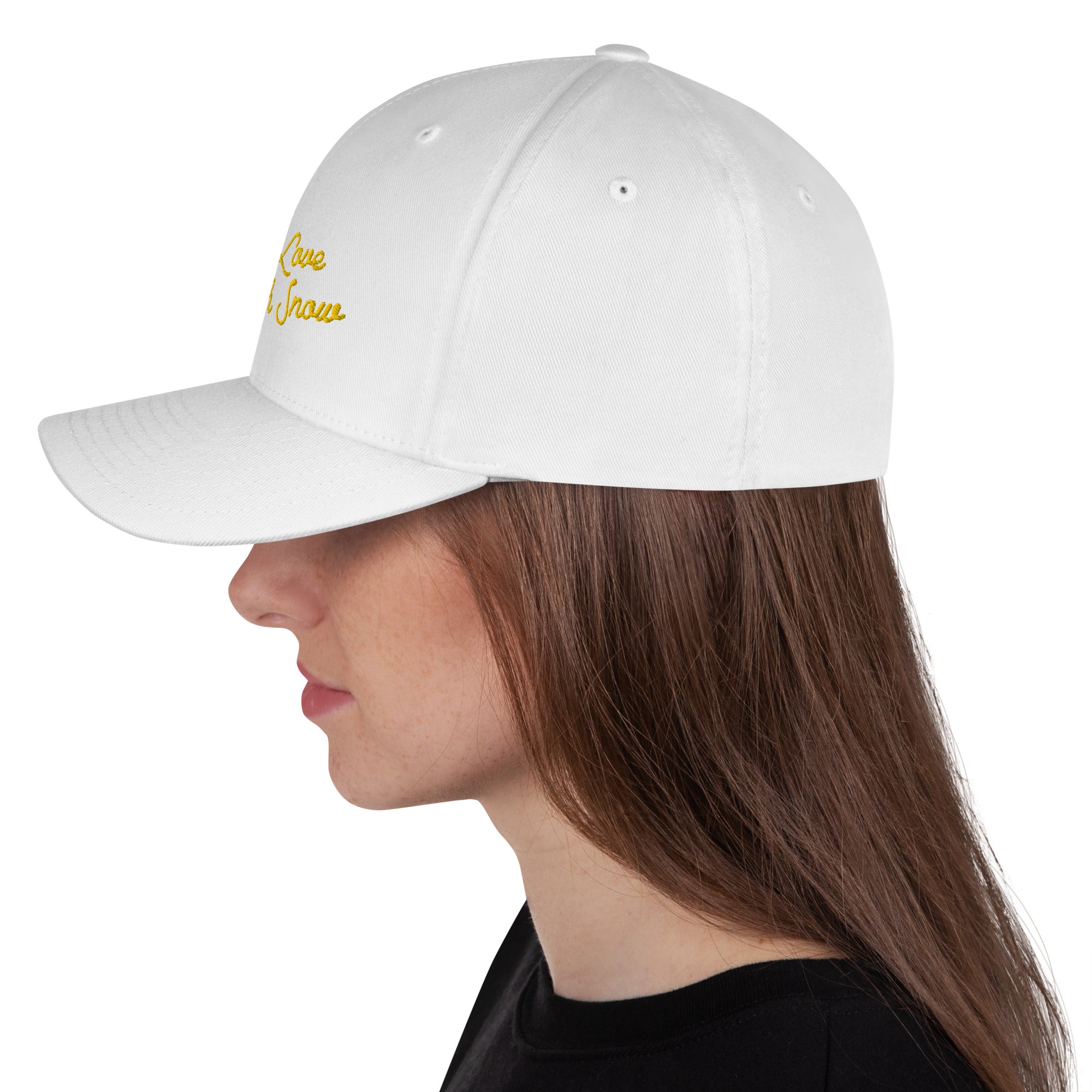 Casquette Structurée en Sergé Peace, Love and Fresh Snow Gold letters