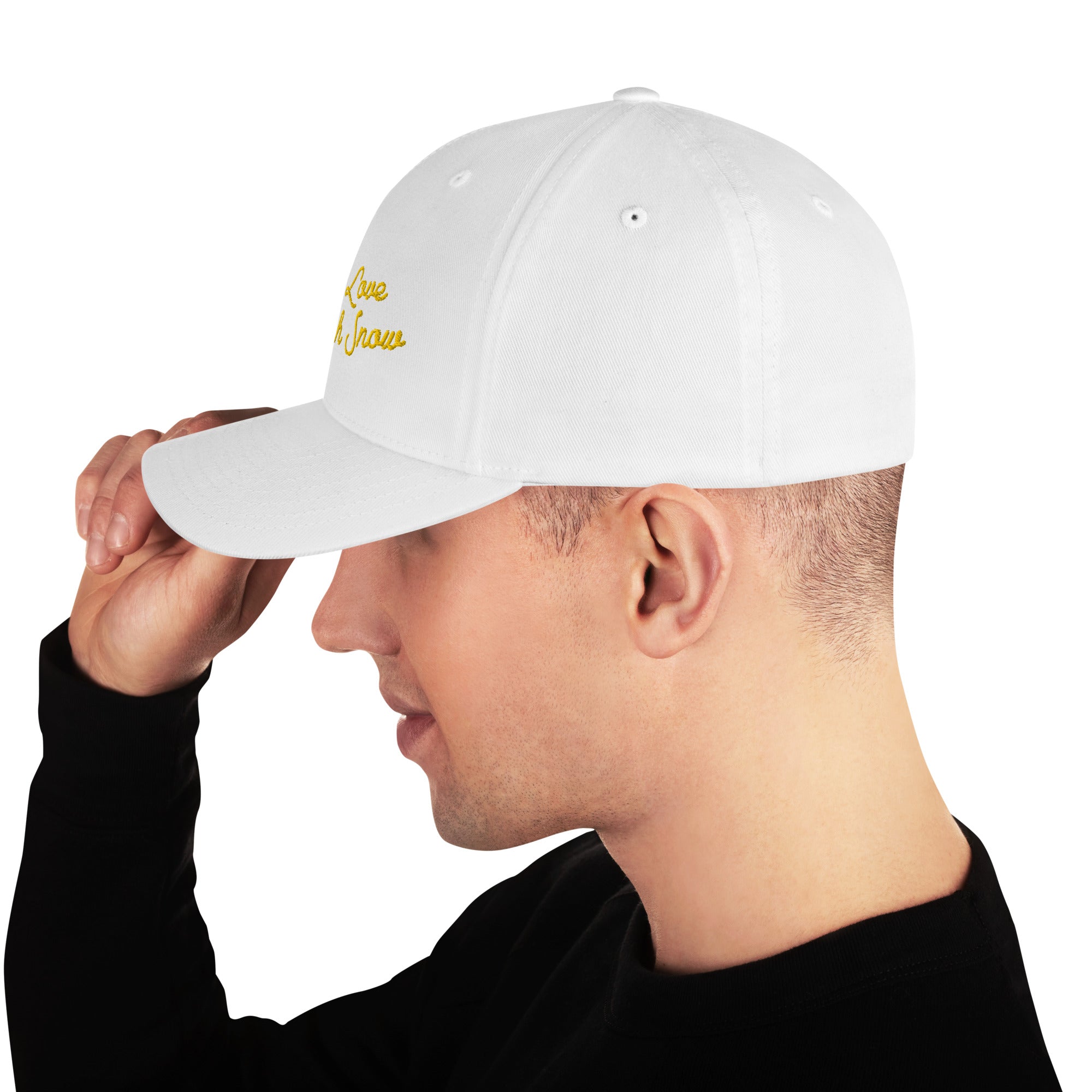 Casquette Structurée en Sergé Peace, Love and Fresh Snow Gold letters