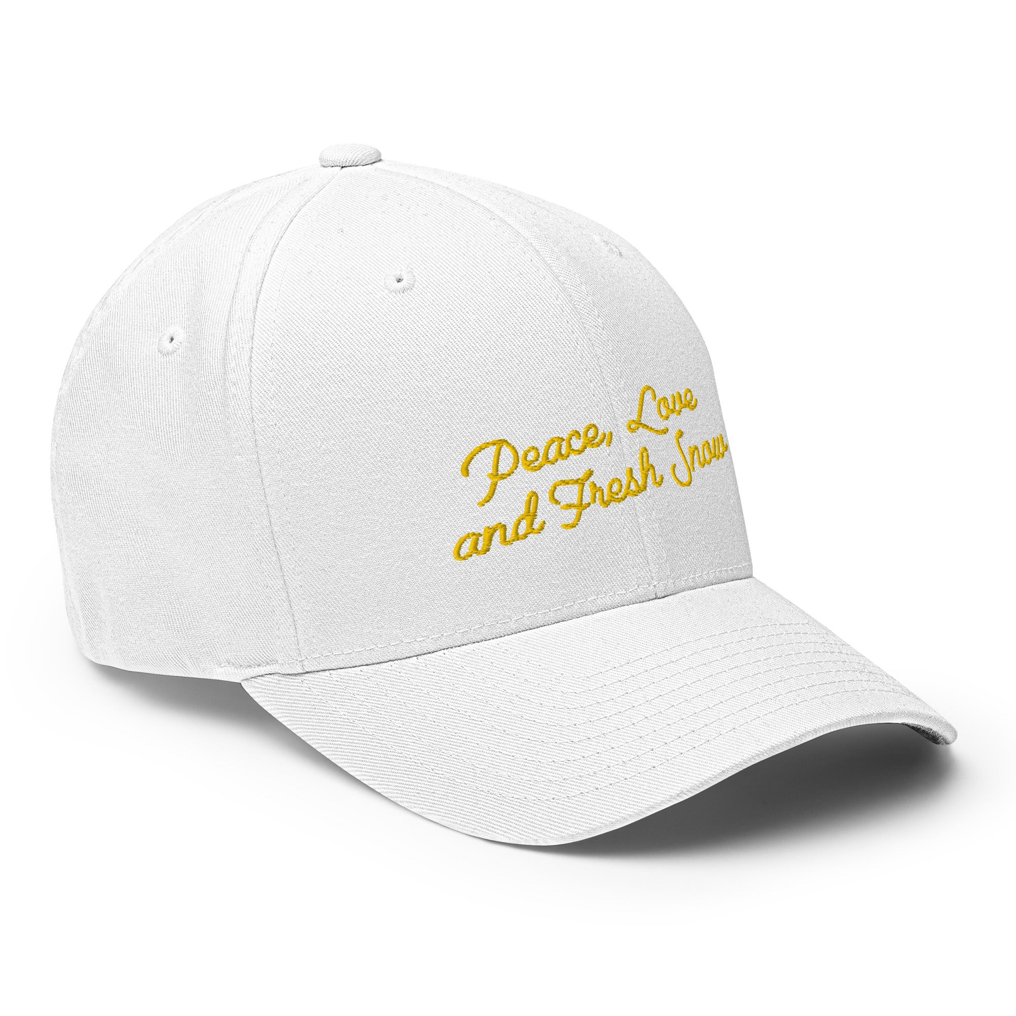 Casquette Structurée en Sergé Peace, Love and Fresh Snow Gold letters