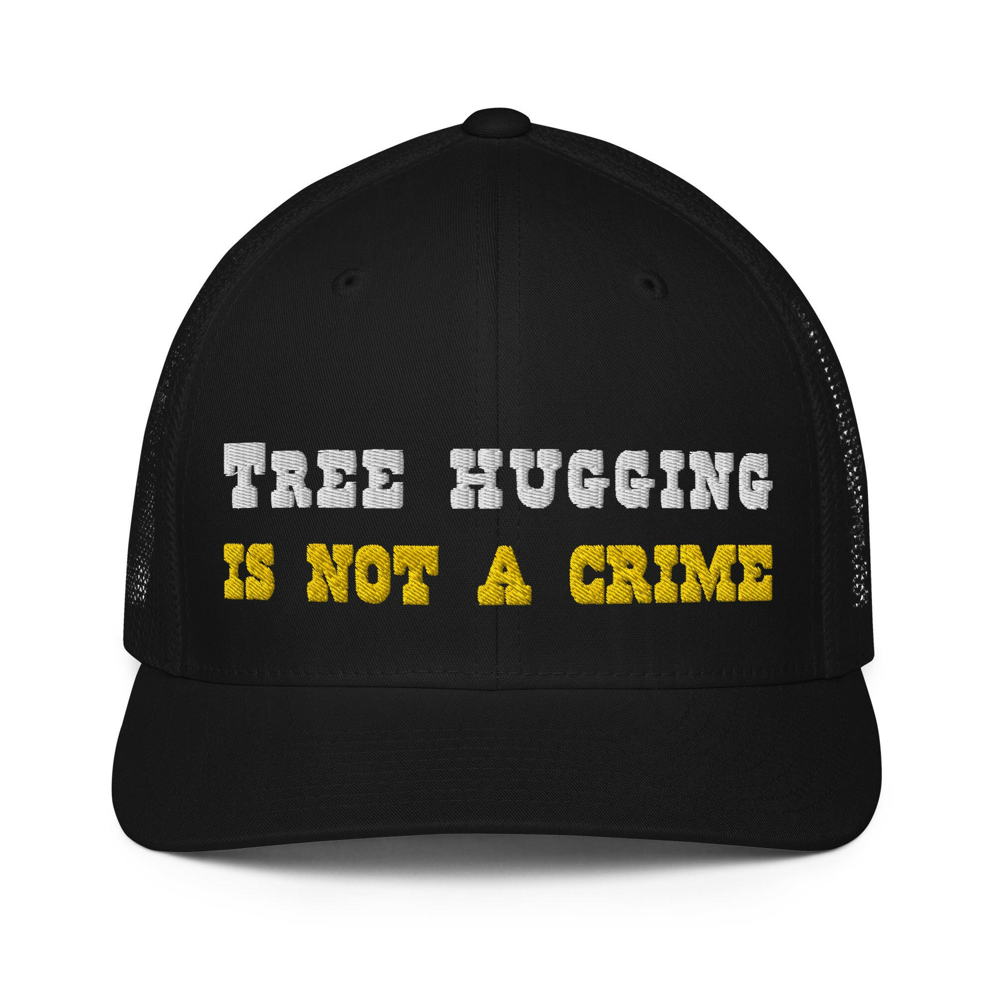 Closed-back trucker cap Tree hugging is not a crime