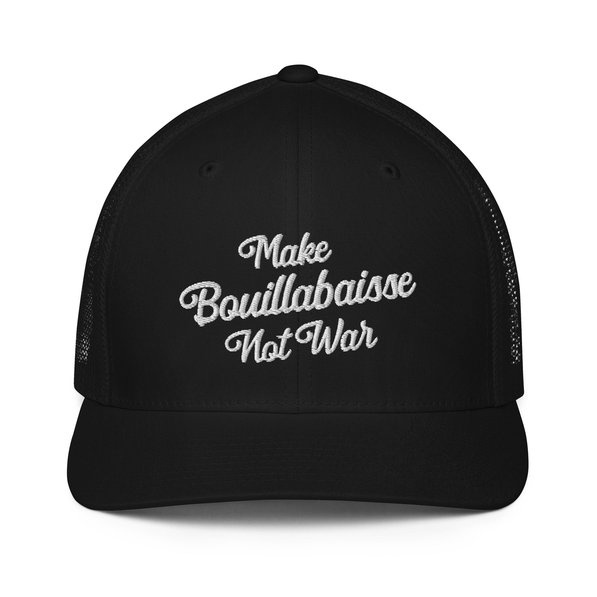 Casquette trucker renforcée Make Bouillabaisse Not War White 3DPuffy