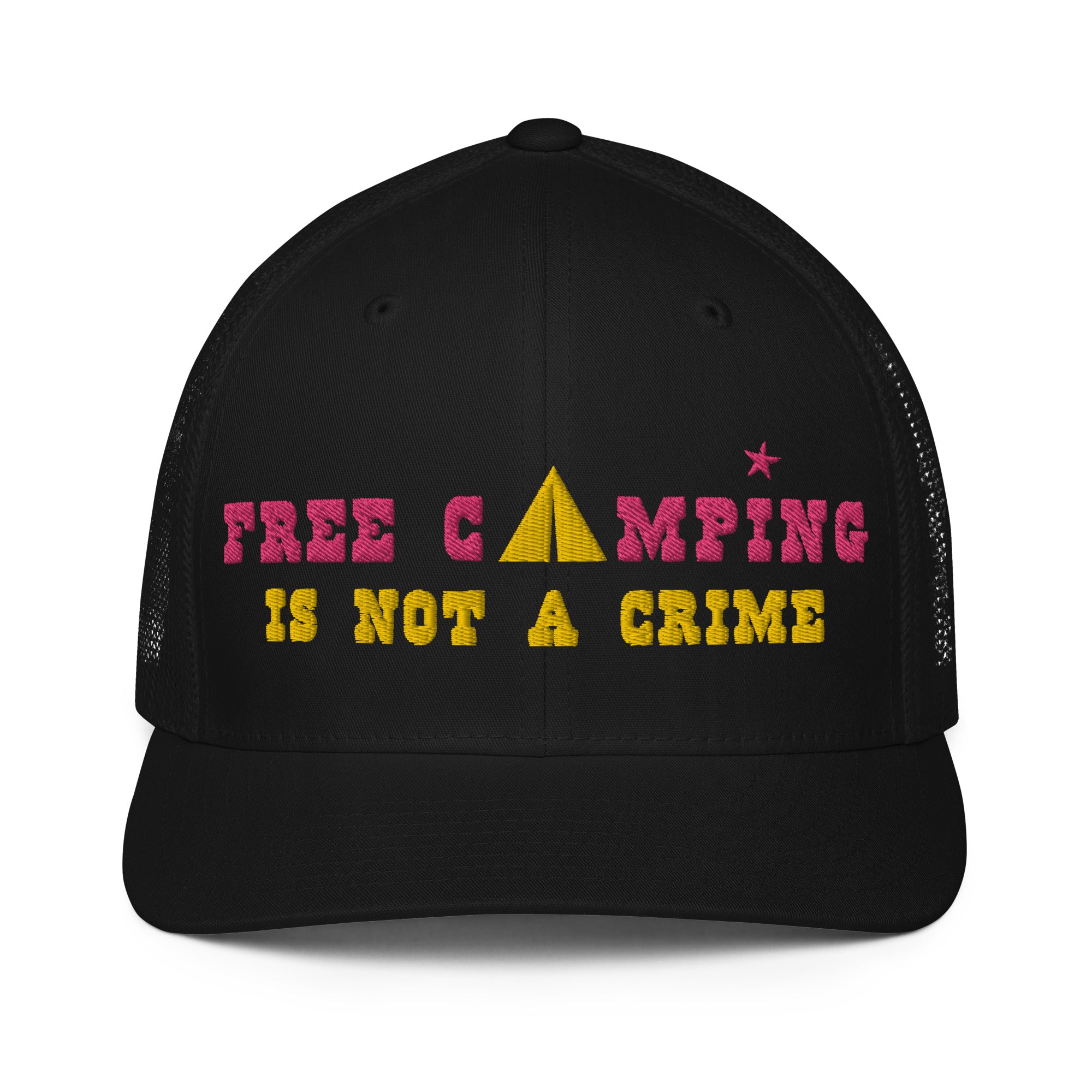 Casquette trucker renforcée Free camping is not a crime flamingo/yellow