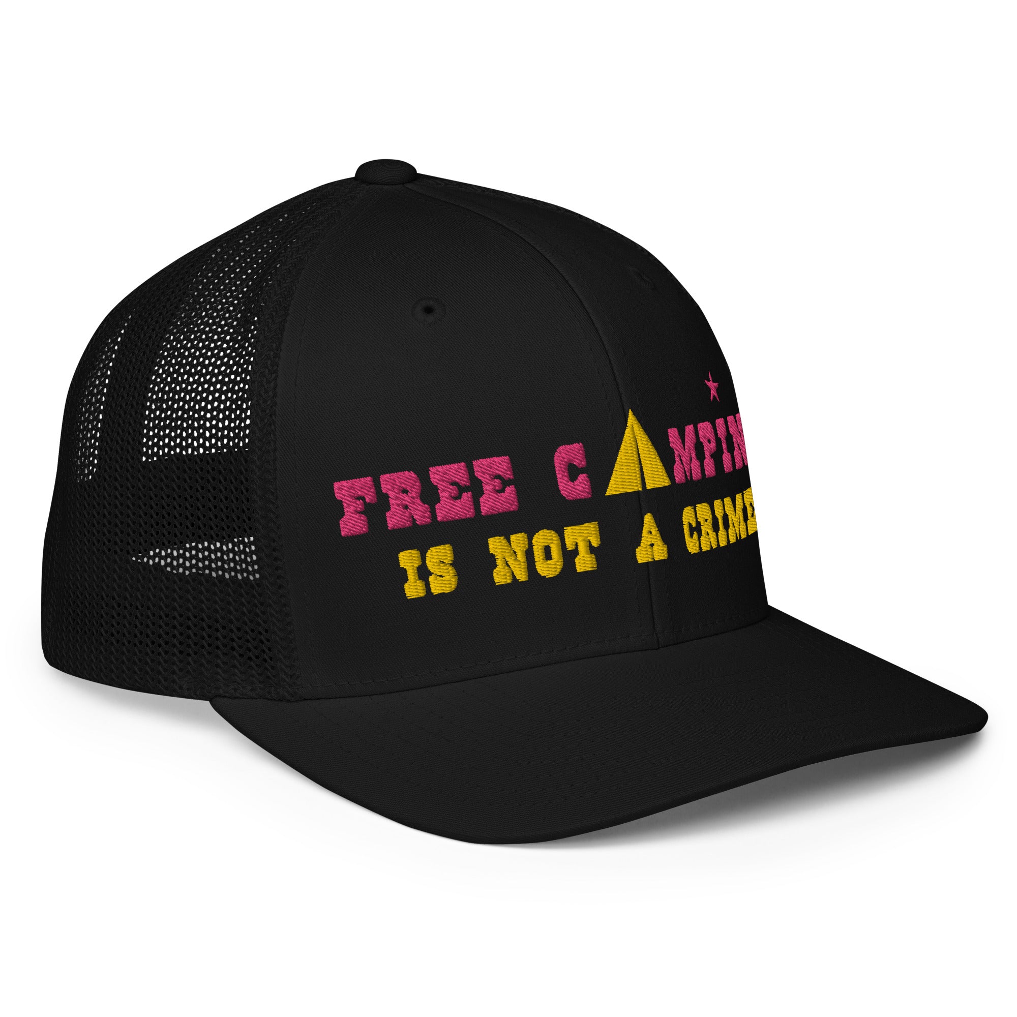 Casquette trucker renforcée Free camping is not a crime flamingo/yellow